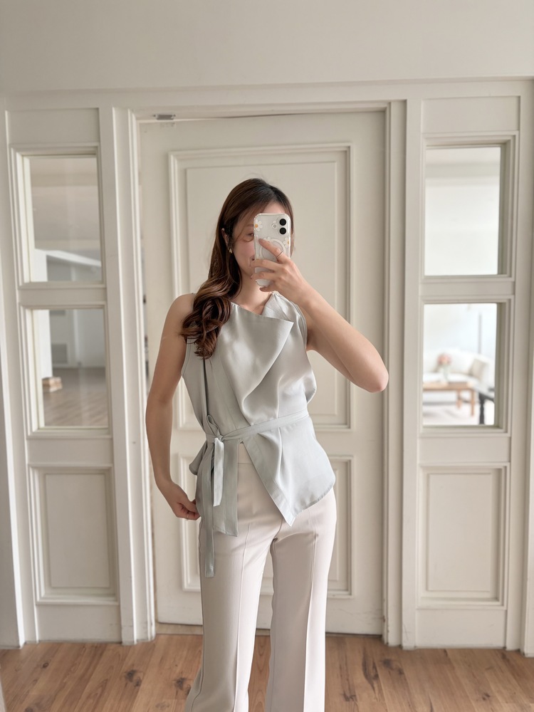 Camille Draped Wrap Blouse (Mint)