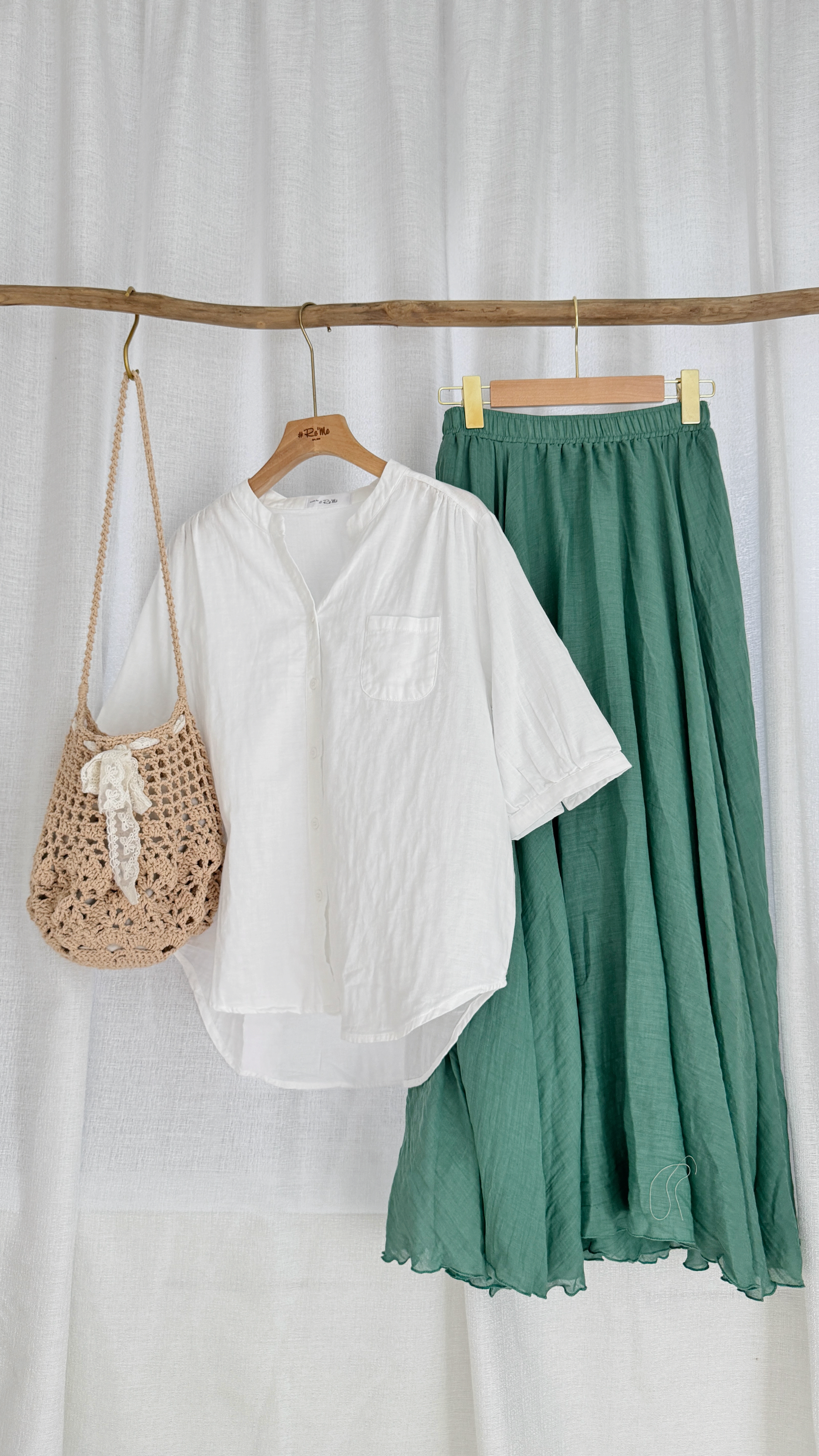 简约气质薄款棉麻半裙