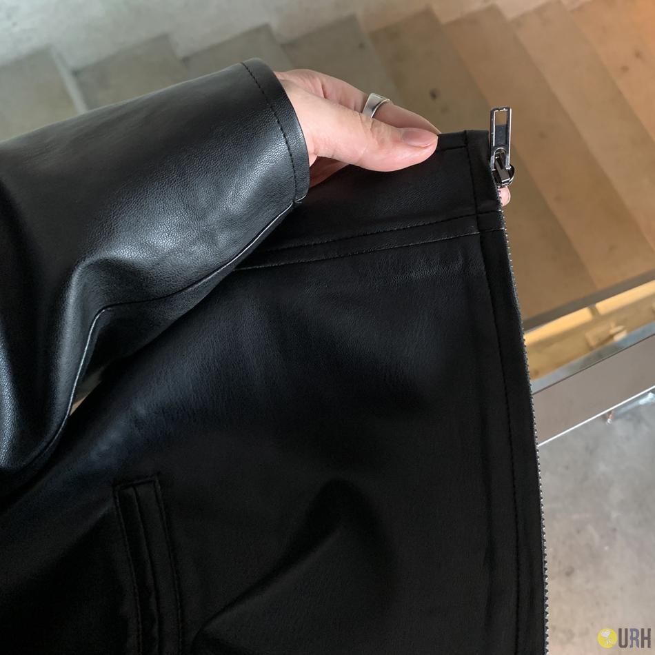 【100%保證韓國直送】俐落立領騎士短身仿皮外套 Biker China Collar Leather Jacket RL113974