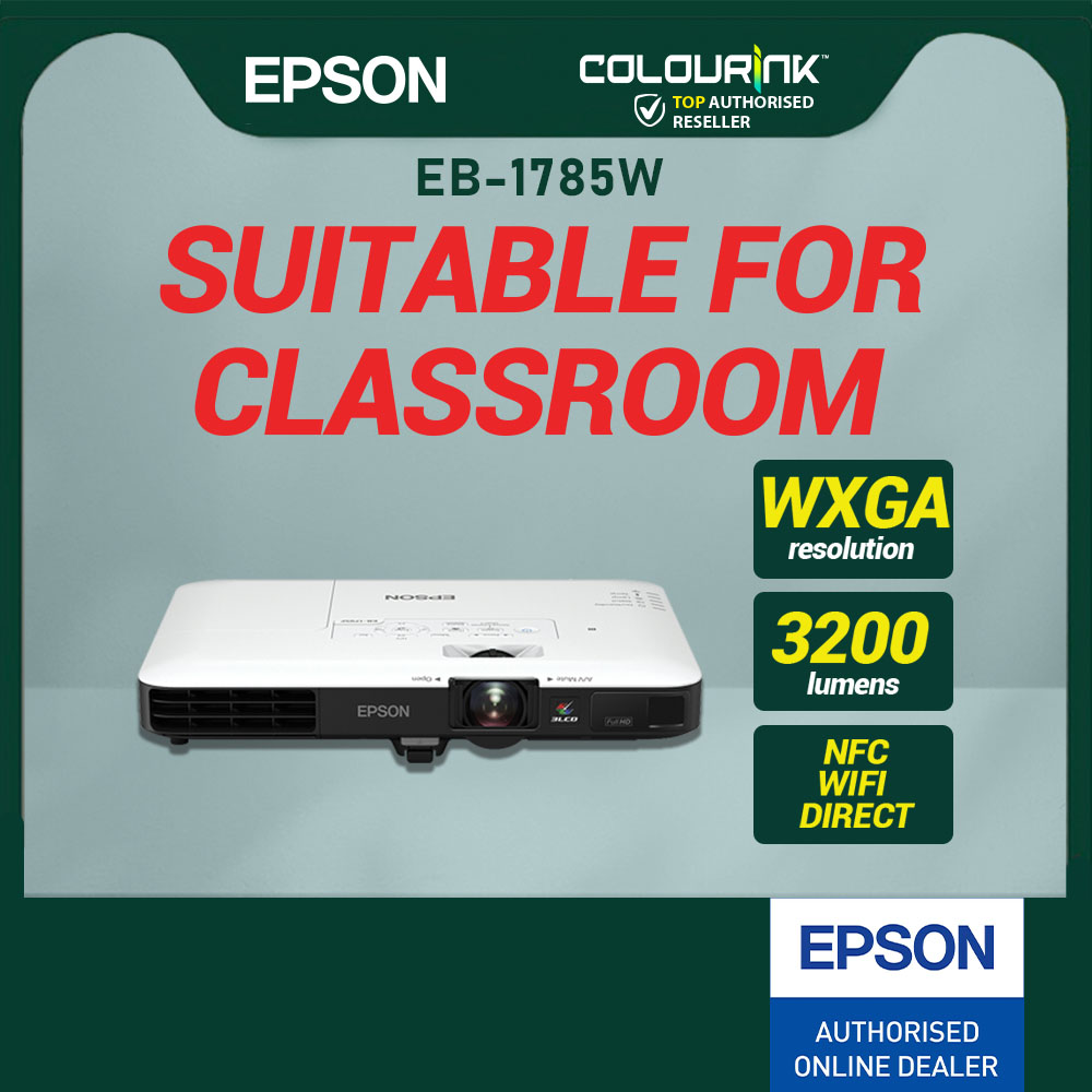 Epson EB-1785W WXGA 3200 Lumens Slim Portable Wifi NFC 3LCD Projector Simiilar E10 W06 W51