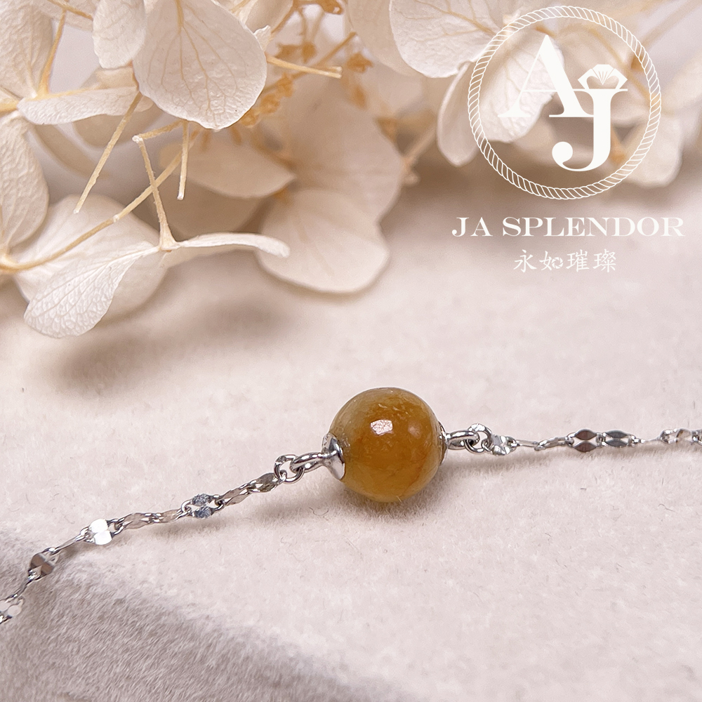 FBG26-H20 天然翡翠A玉 冰潤黃翡純銀手鏈