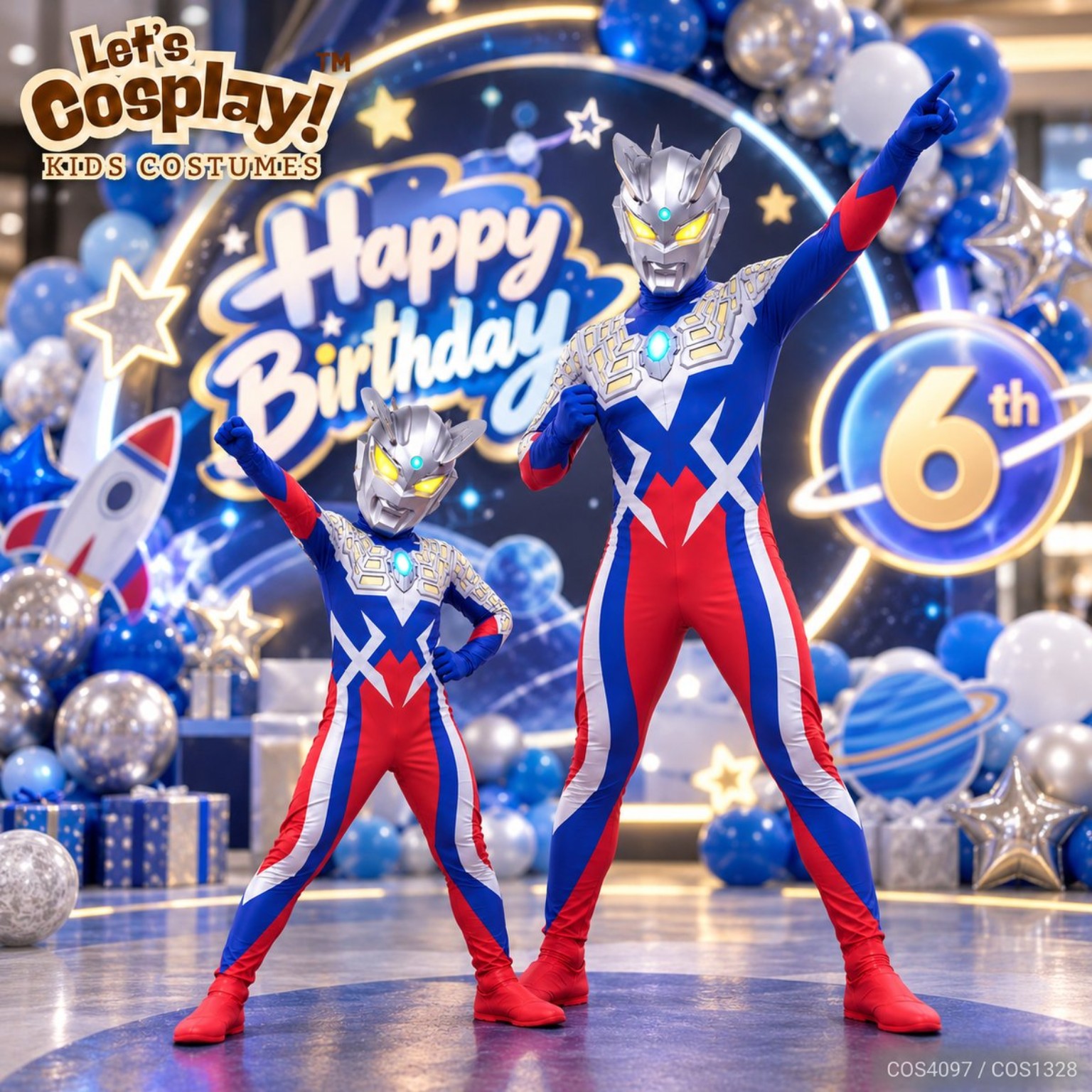 超人Zero成人發光立體頭盔連身服裝Ultraman Zero萬聖節衫,香港現貨Lets Cosplay COS4097