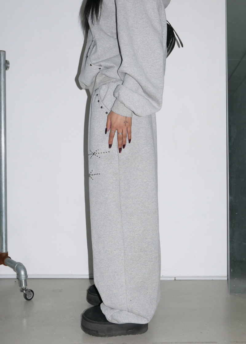 Studded Wide-Leg Sweatpants