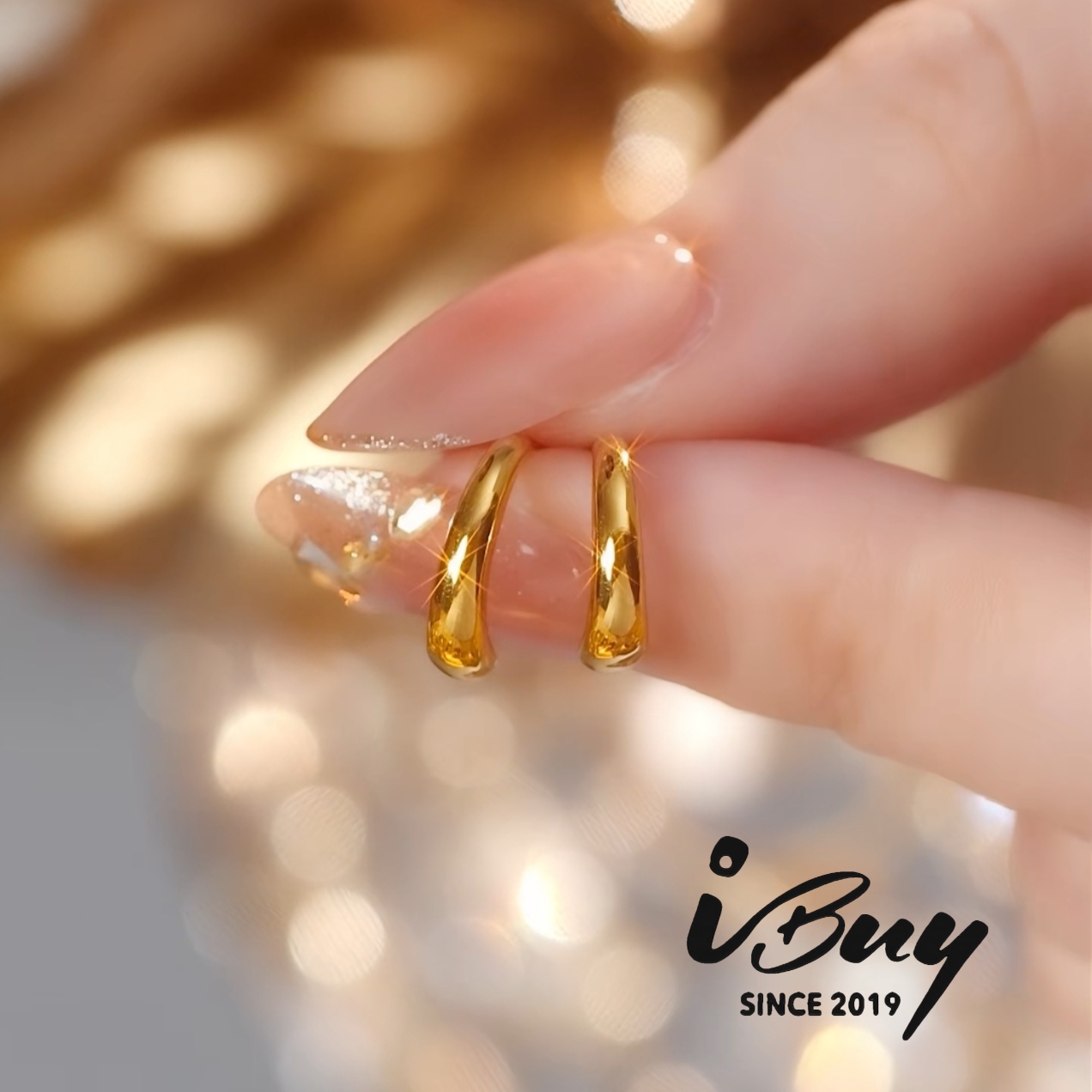 999 GOLD SMOOTH SEMI-CIRCLE EARSTUD 999 金 光身半圆耳钉