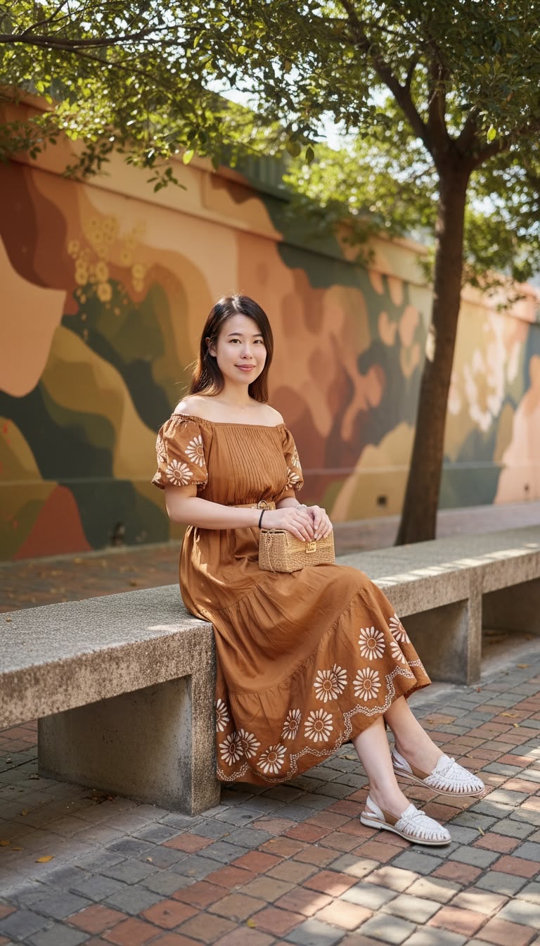 2454 Wide Neck Caramel Simple Fafa OP