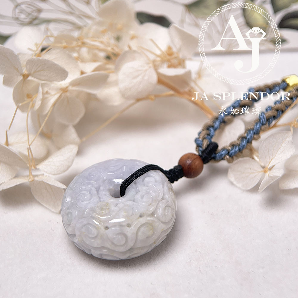 JN-3299 天然翡翠A玉 復古回紋順利招財黃翡精工雕刻平安扣