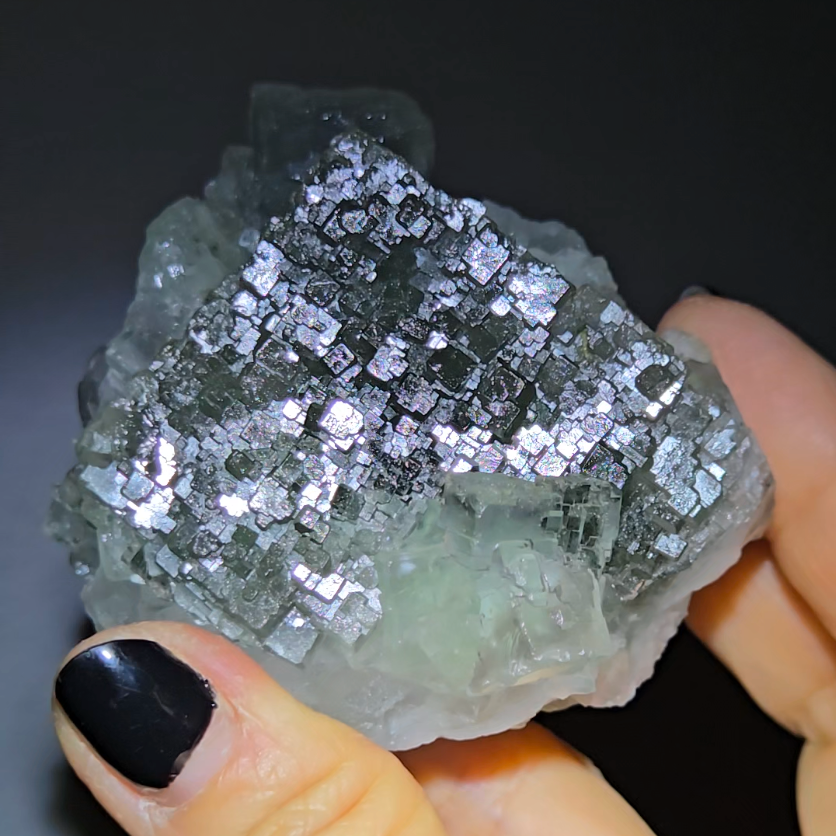 QR code cubic fluorite from Xianghualing - FL333
