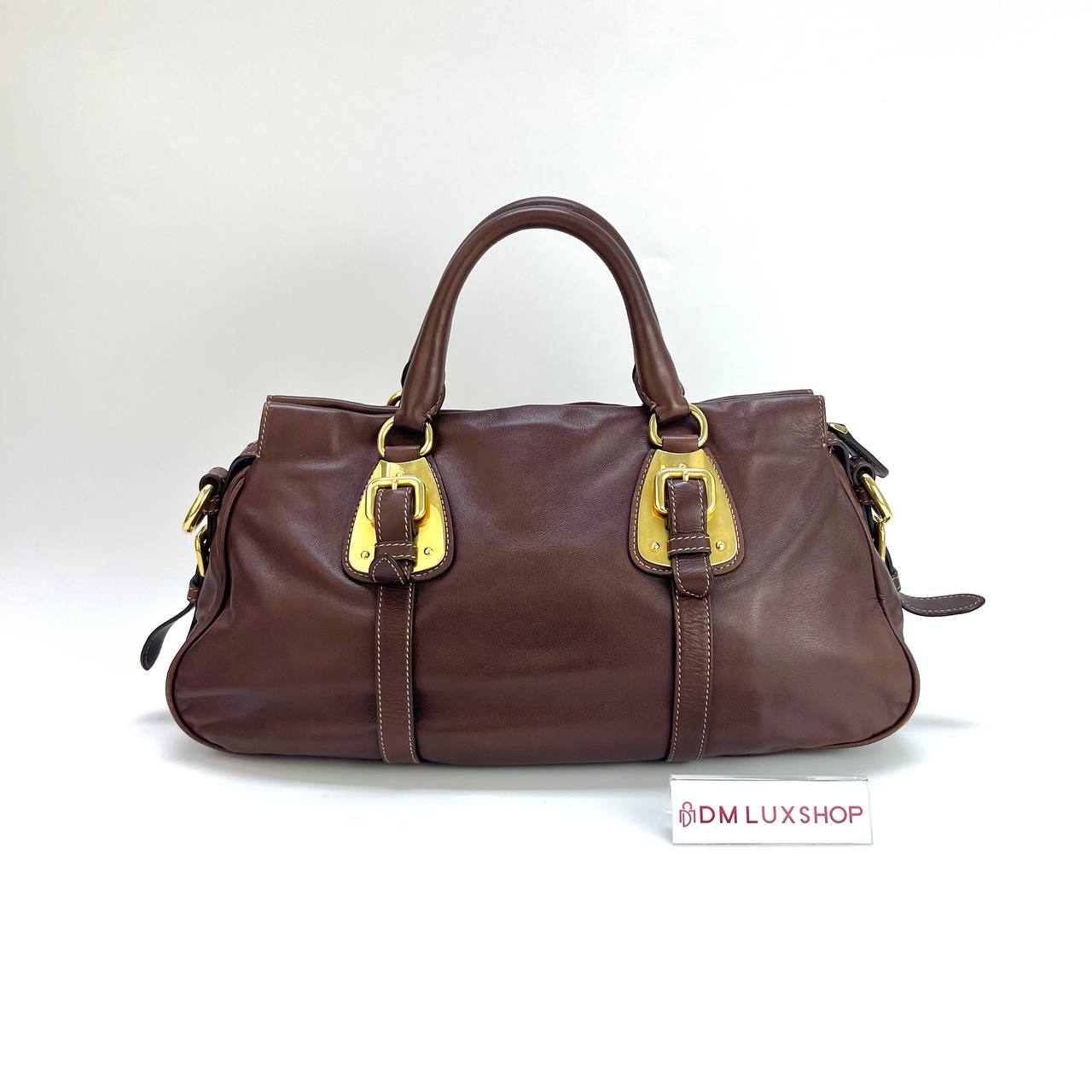 Prada Brown Leather Tote Bag GHW