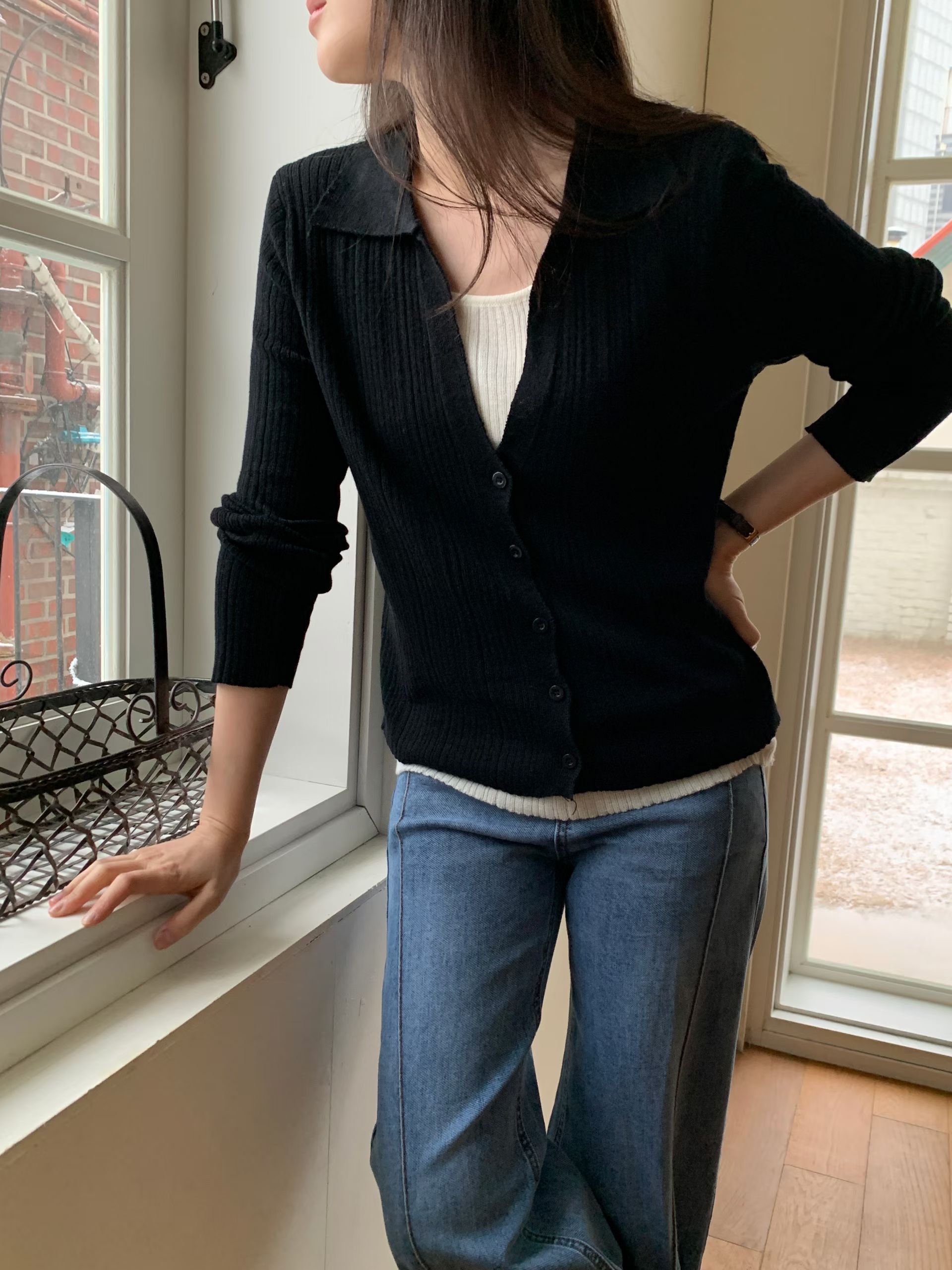 假2件開胸薄針織