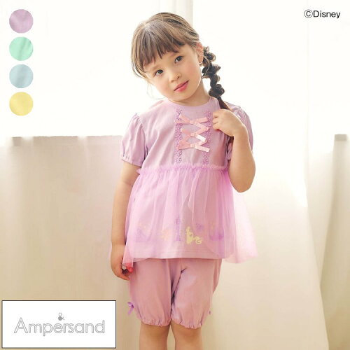 🆕【⭐訂購⭐】🇯🇵 日本直送 🌀#Ampersand x #DisneyPrincess 泡泡袖 薄紗 公主造型 螢光圖案 家居服套裝［3款選］🌀[ELFA-0185][260723]