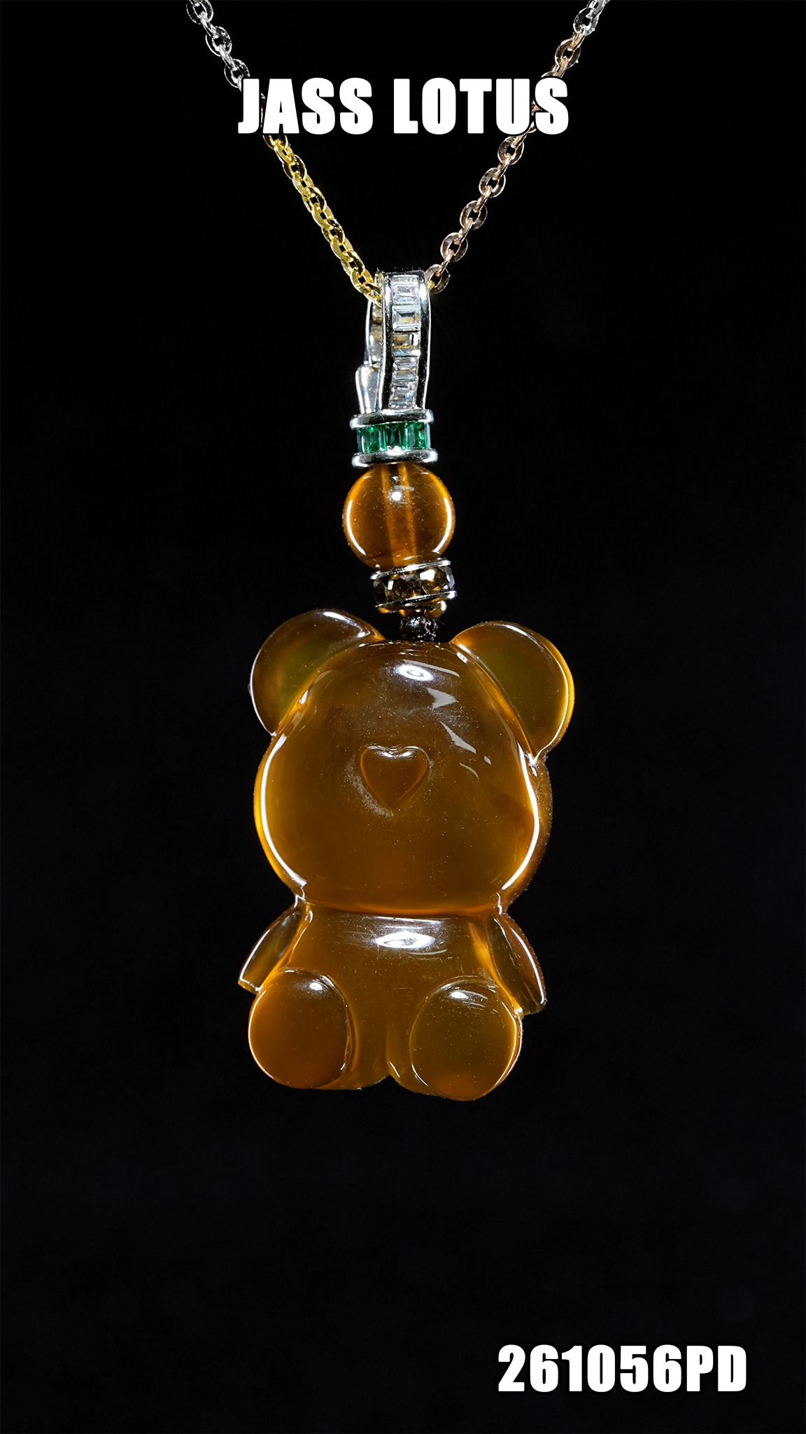 緬甸天然琥珀棕紅蜜珀小熊吊墜