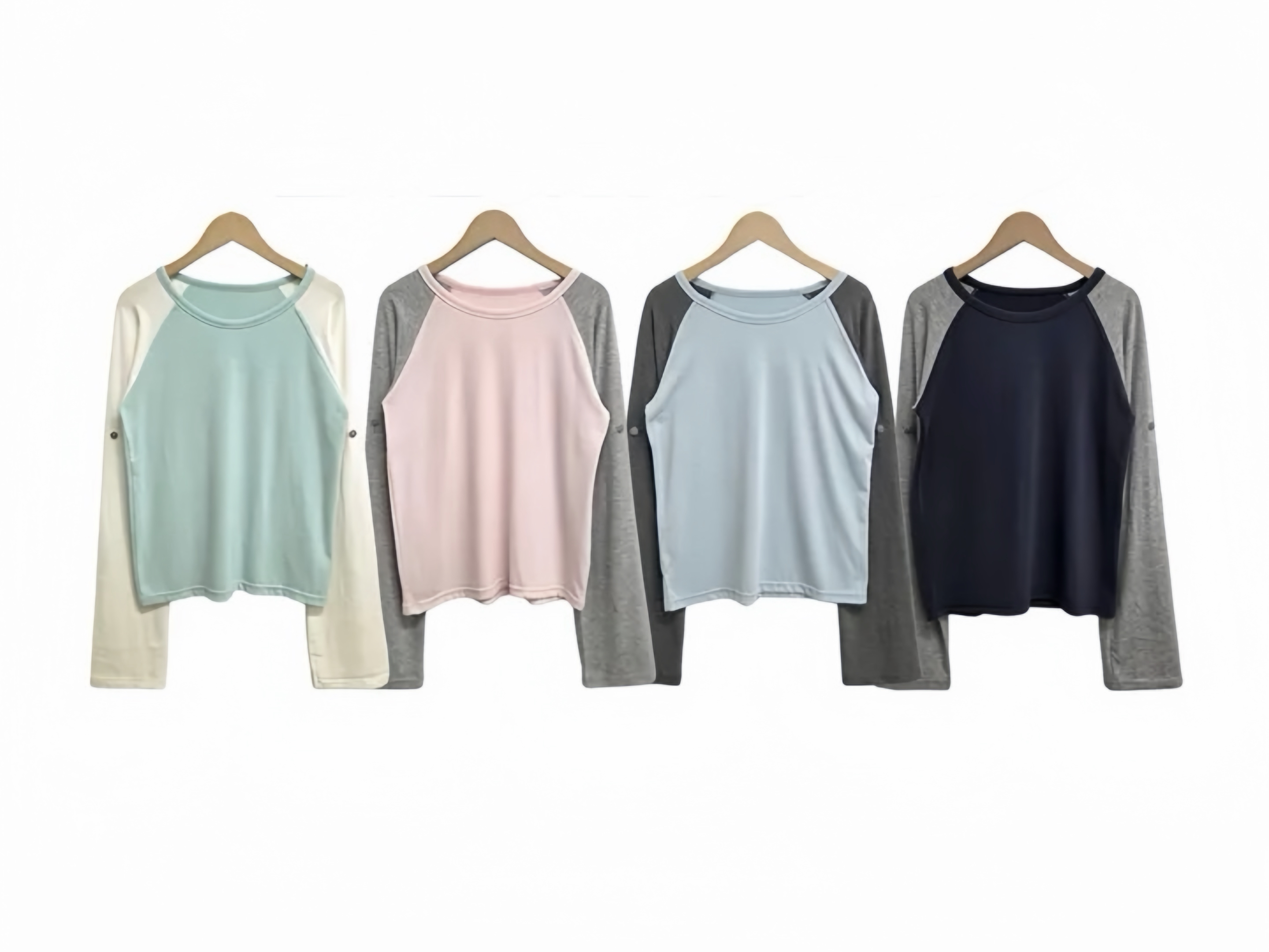 Roll-up Raglan Contrast Top