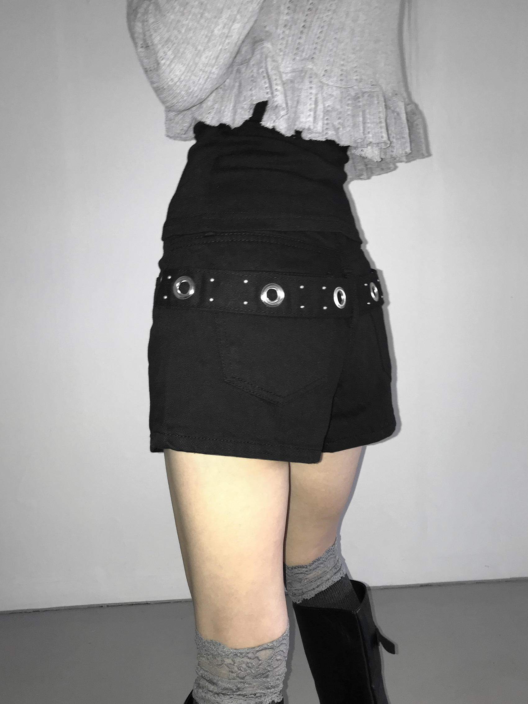 Grommet Belt Mini Shorts