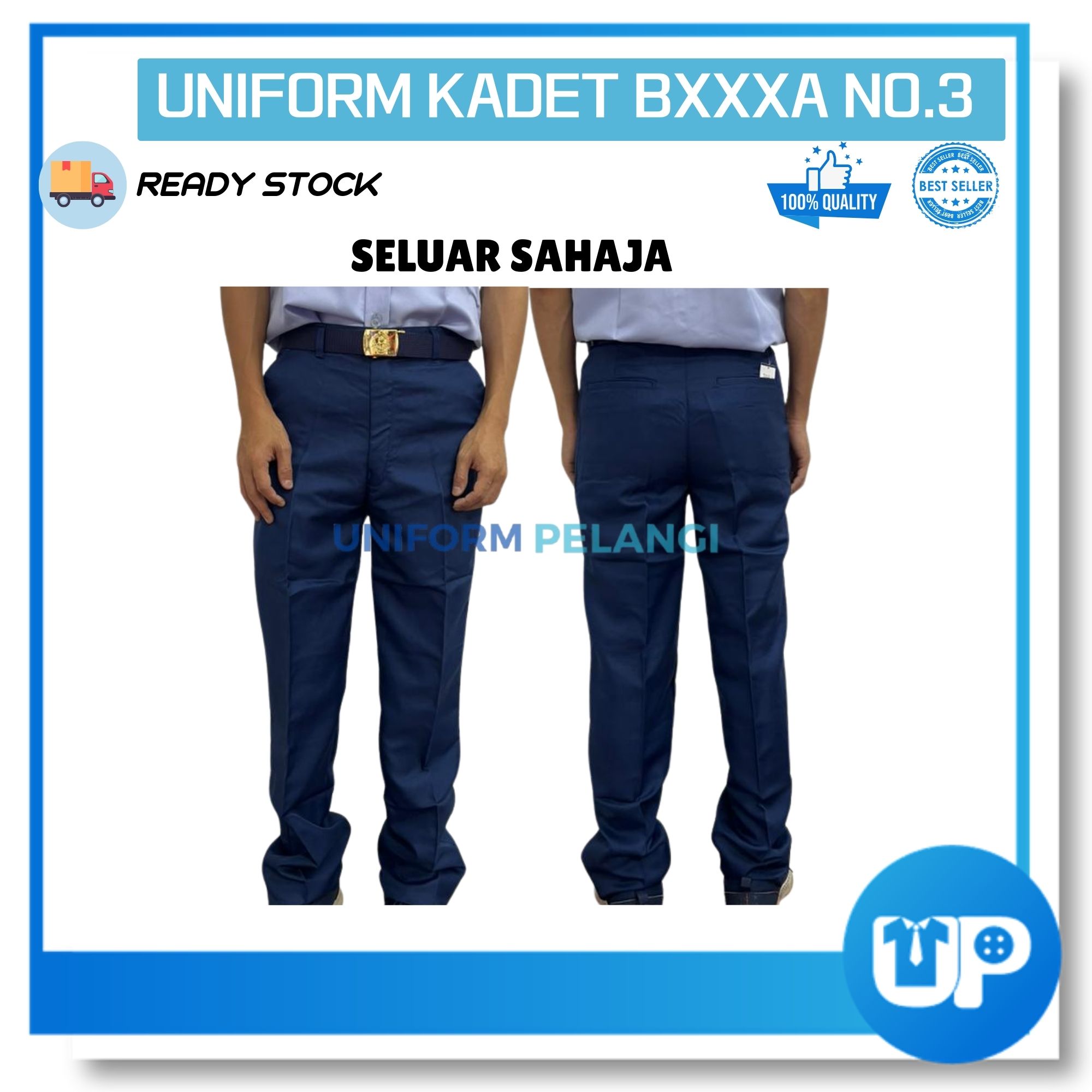 Uniform Kadet Bomba dan Penyelamat NO3 Lengan Pendek Uniform Seragam Kookurikulum Seluar Biru Tua