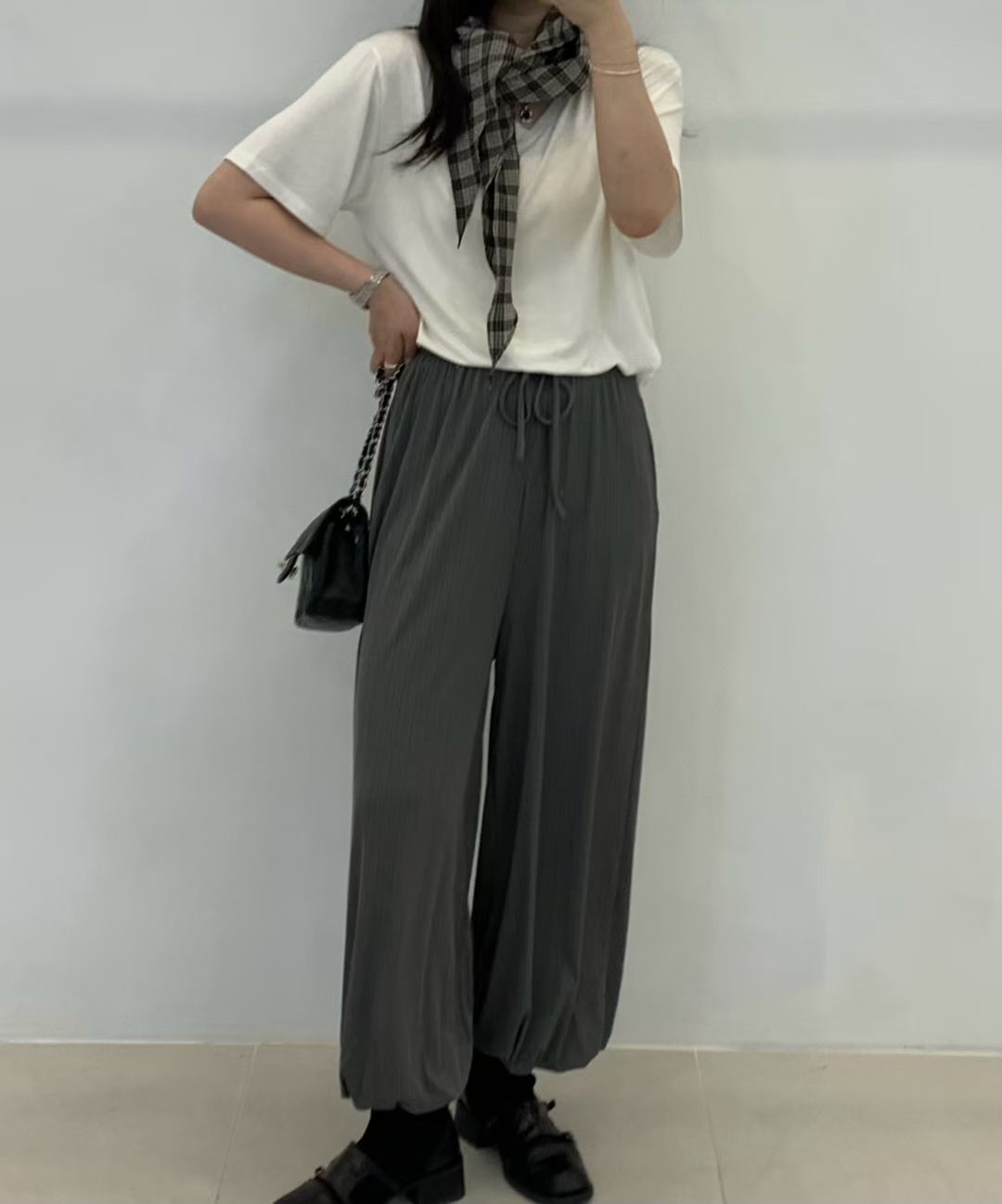 FP14_04 坑條彈性休閒褲 (3色)