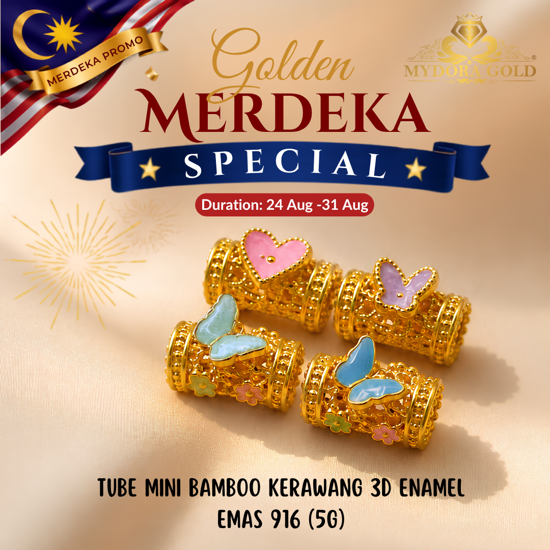 Golden MERDEKA Special - MYDORA Mini Tube Bead Enamel Collection (5G) l EMAS 916/22K