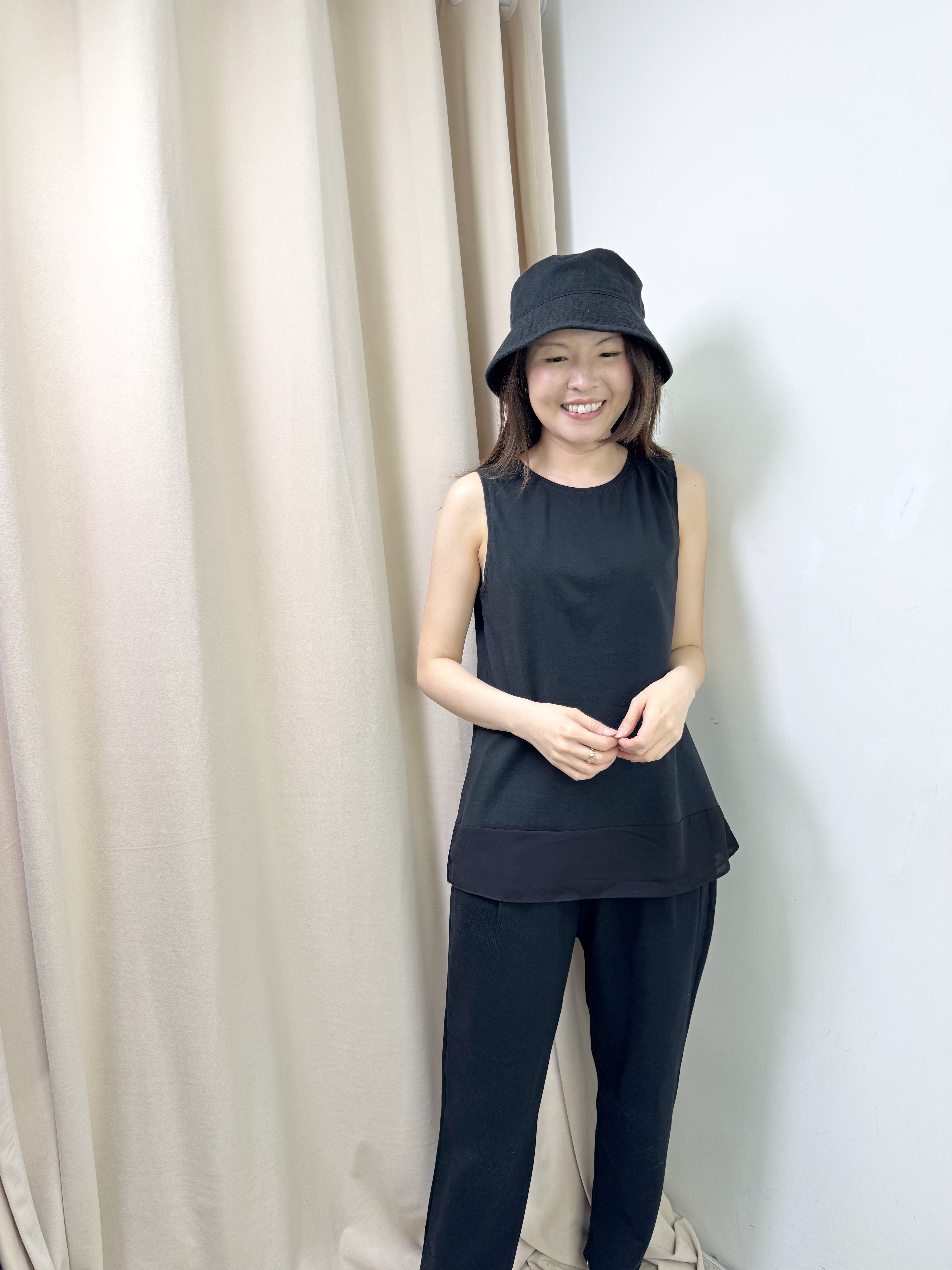 拼雪紡下襬背心（4色）