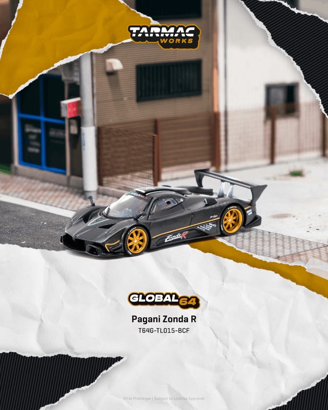 (預訂 Pre Order) Tarmac Works ( T64G-TL015-BCF ) Pagani Zonda R Matte Exposed Carbon Fiber