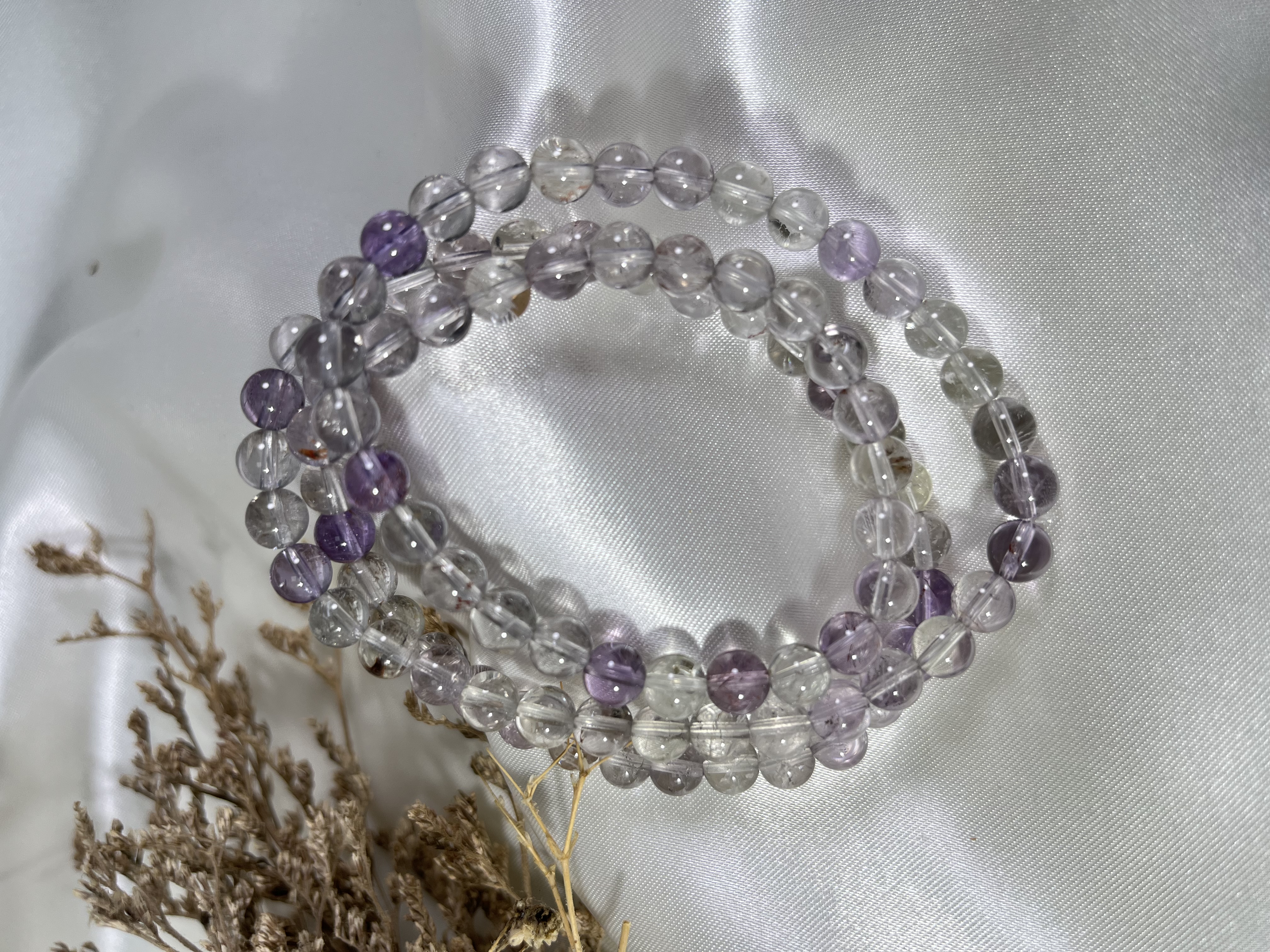 紫骸骨三圈（閃靈鑽與極光共生石）6mm+