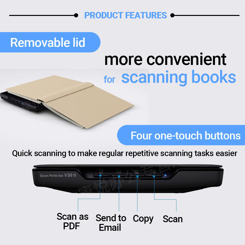 Epson V39II ES50 ES60W ESC380W Scanner Copy Pdf Micro Usb A4 Photo & Document Scan Home Office ADS-2400N ES-C580W