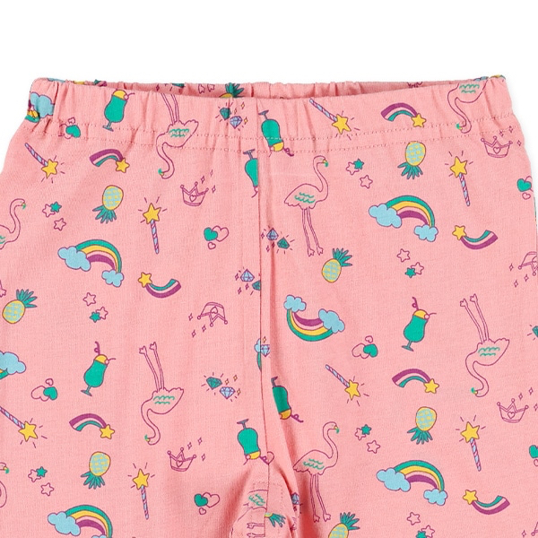 🇯🇵預訂 日本直送🇯🇵兩色火烈鳥滿印荷葉邊純棉半截打底褲