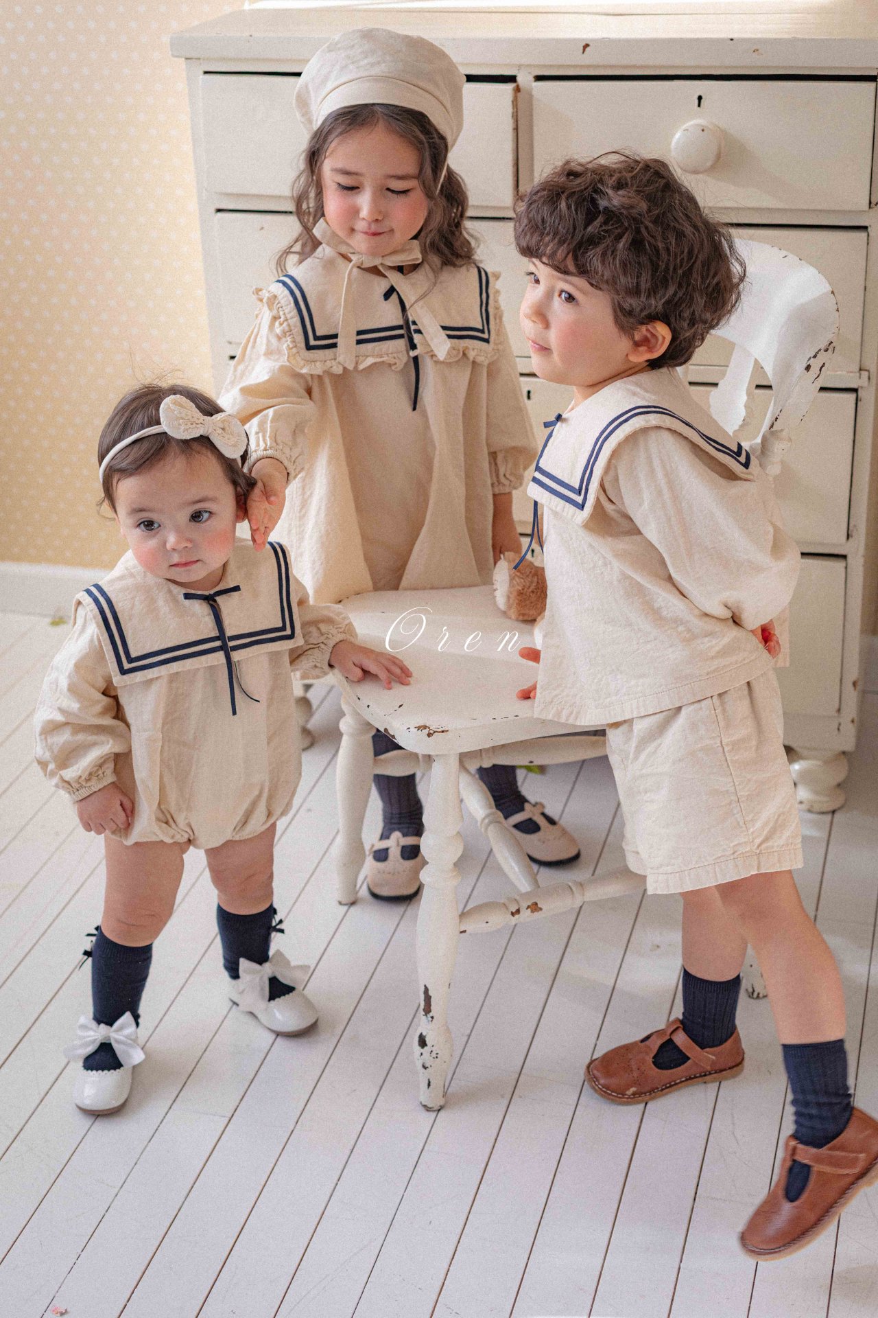 水手風 Jumpsuit / 連身裙 / 套裝 / 帽