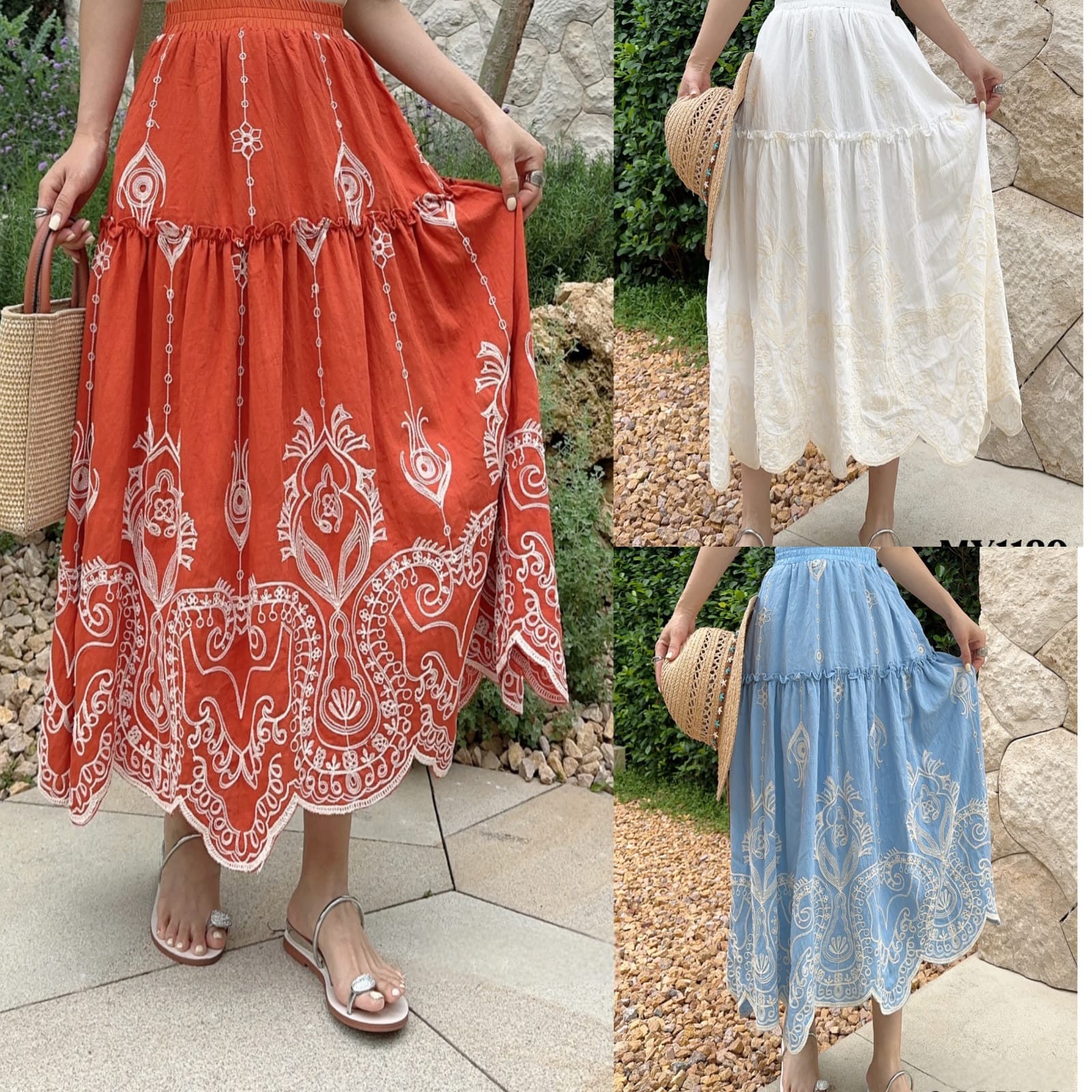 高質刺綉半截裙