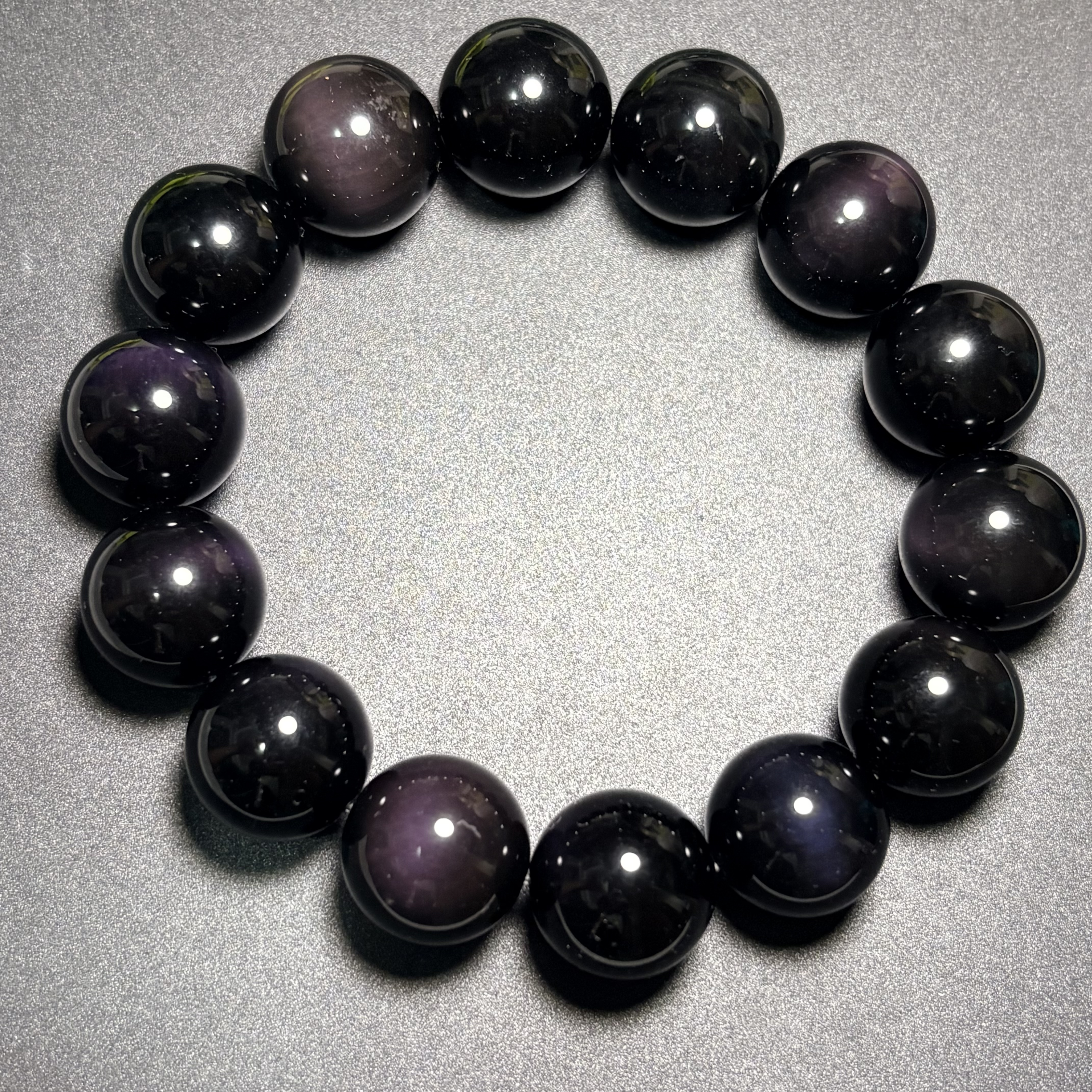 16mm雙彩彩曜石手串（紫紅）No.4487丨規格:16mm珠/ 18cm內圈