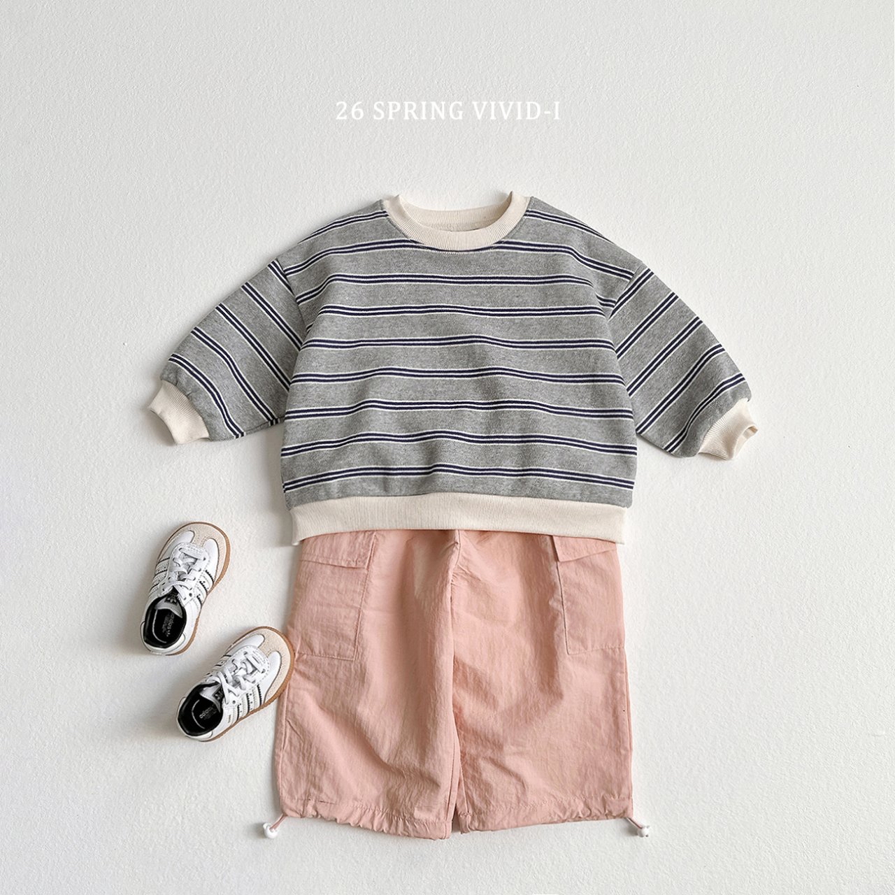 🌸預訂 韓國直送🌸🇰🇷VIVIDI三色日常拼色條紋寬鬆衛衣