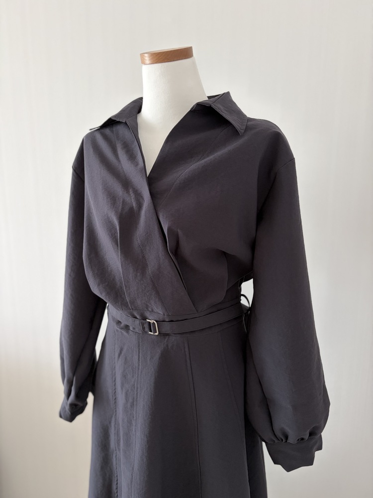 The Madeleine Belted Dress (Charcoal)