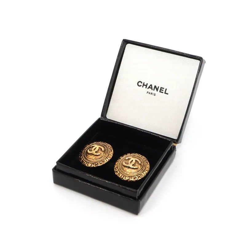 Chanel Coco Mark Round Medallion Clip-On Earrings