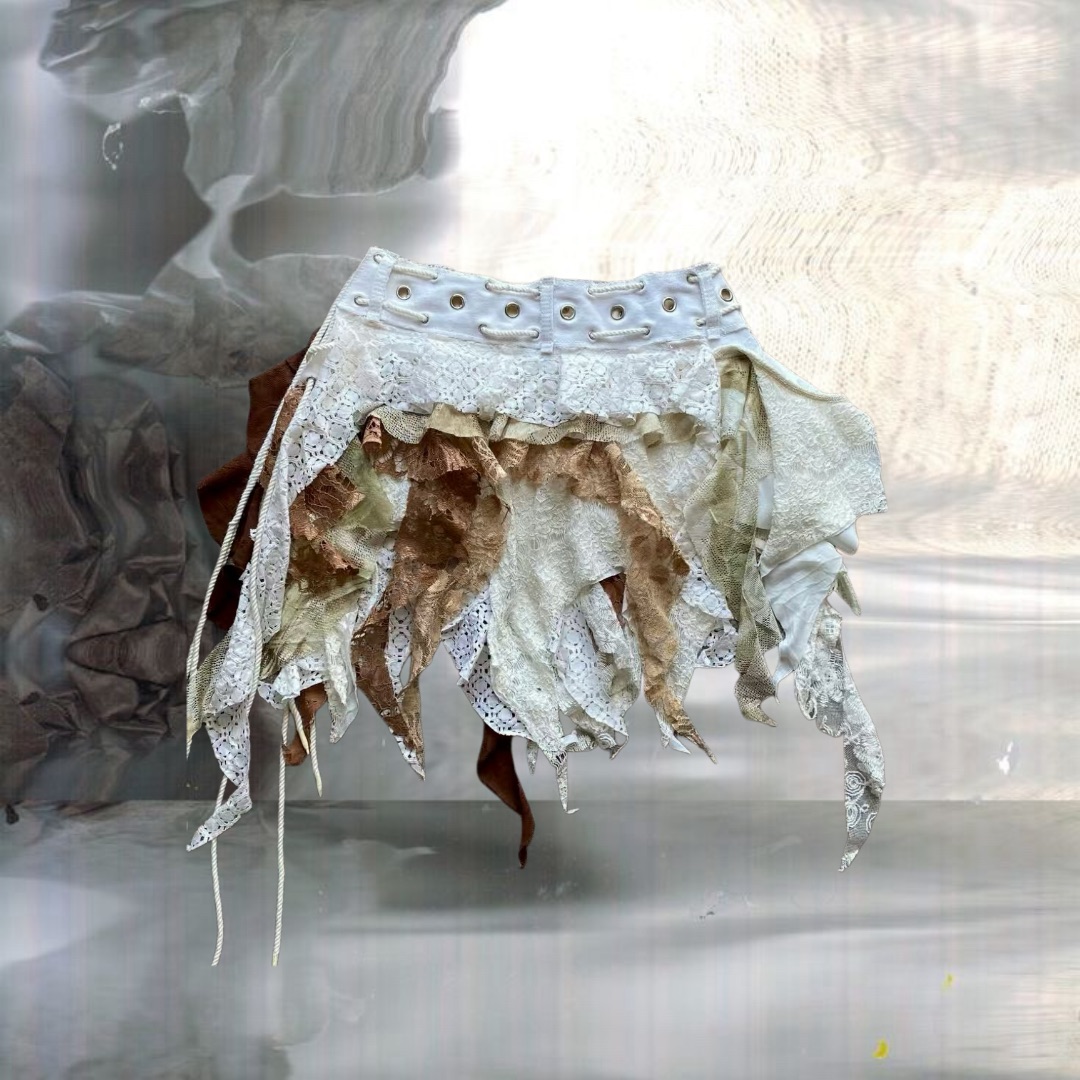 Patchwork Brown Handmade Skirt