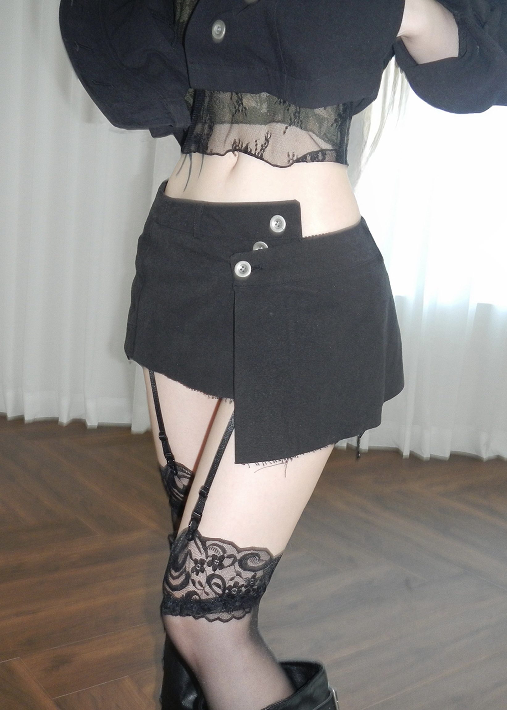 Asymmetric Wrap Mini Skirt