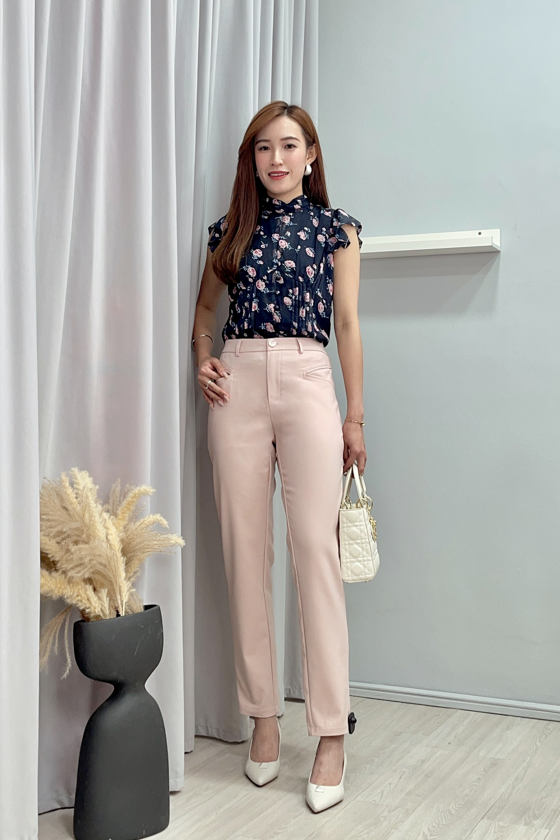 CB2626 Flora Ruffle Mandarin Top 