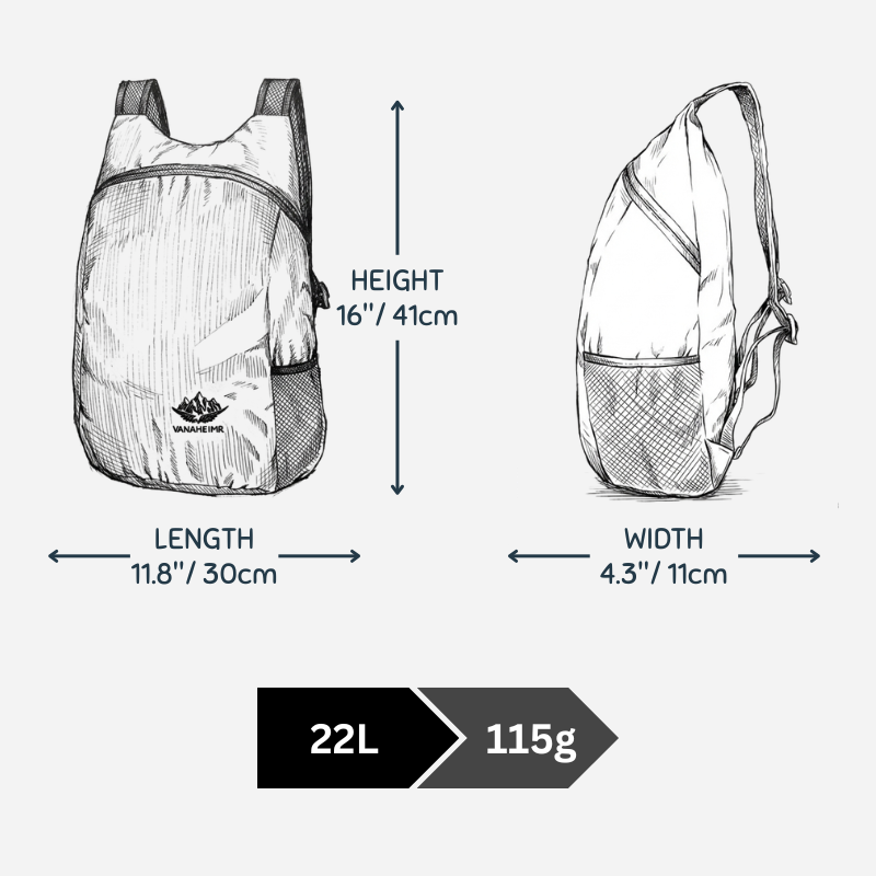 22 L Retractable Hiking Backpack / Travel Backpack