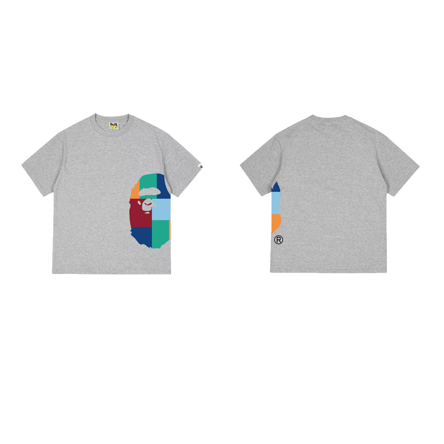 Bape Color Block Side Big Ape Head Tee