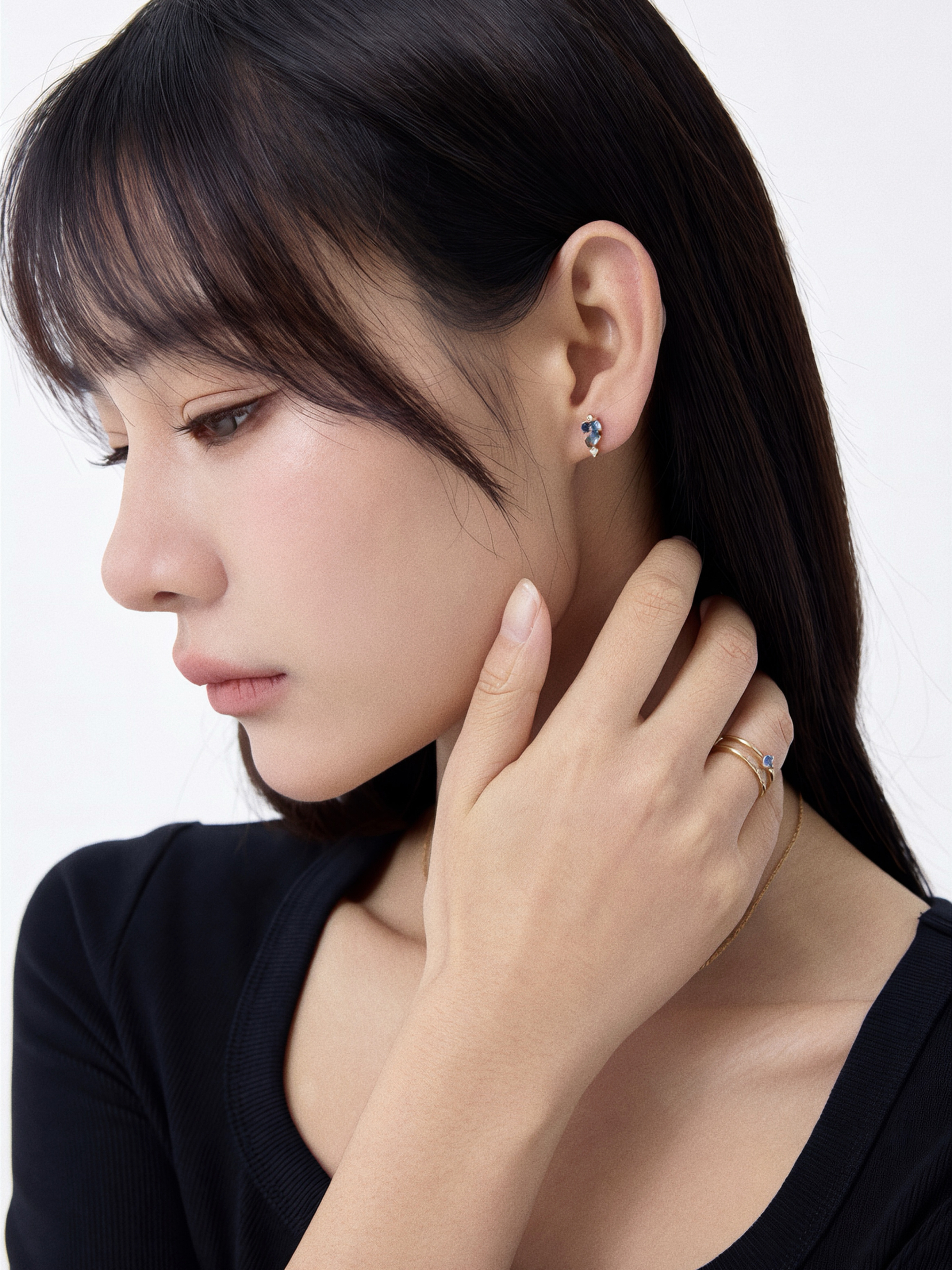 Elena Sapphire Earring Plaqué or 