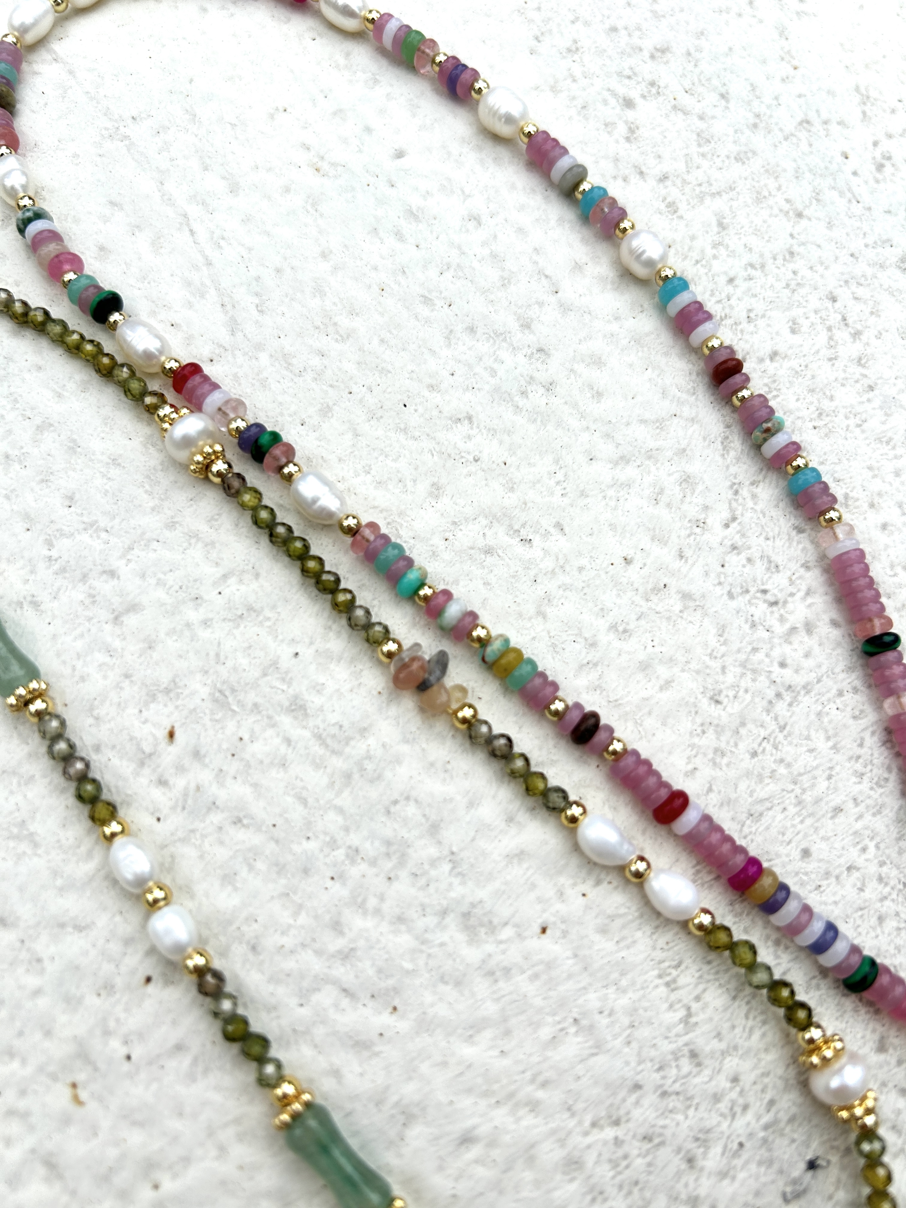 Green stone stainless necklace