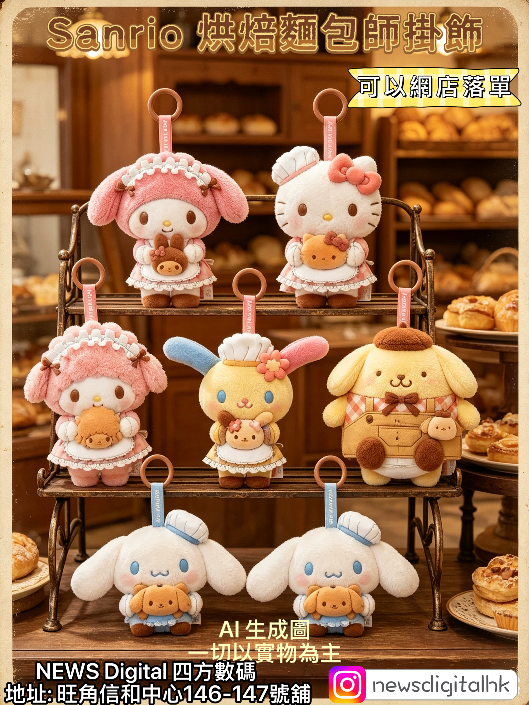 ［10月尾到貨]香港限定Sanrio 烘焙麵包師掛飾