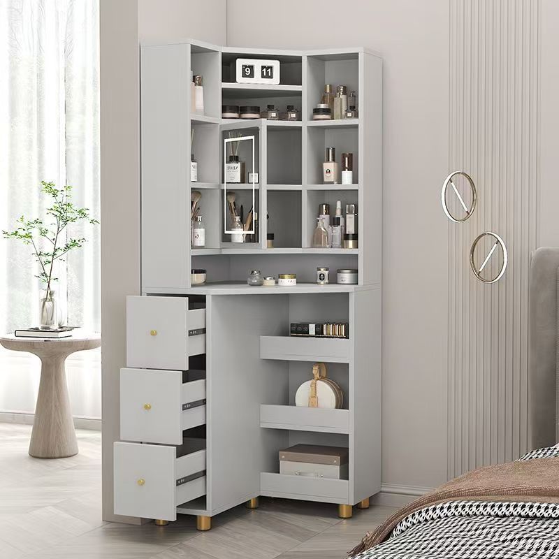 (樂家mall)轉角梳妝桌 拐角梳妝枱 三角帶鏡子梳妝桌 收納櫃 墻櫃 Dressing table