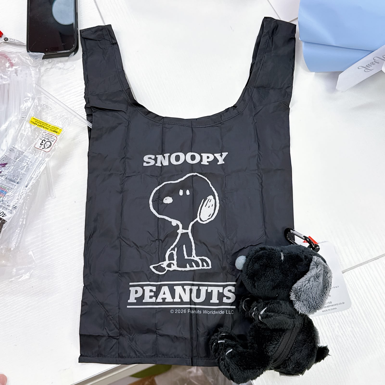 日本直送新款Snoopy woodstock公仔掛飾，連環保袋