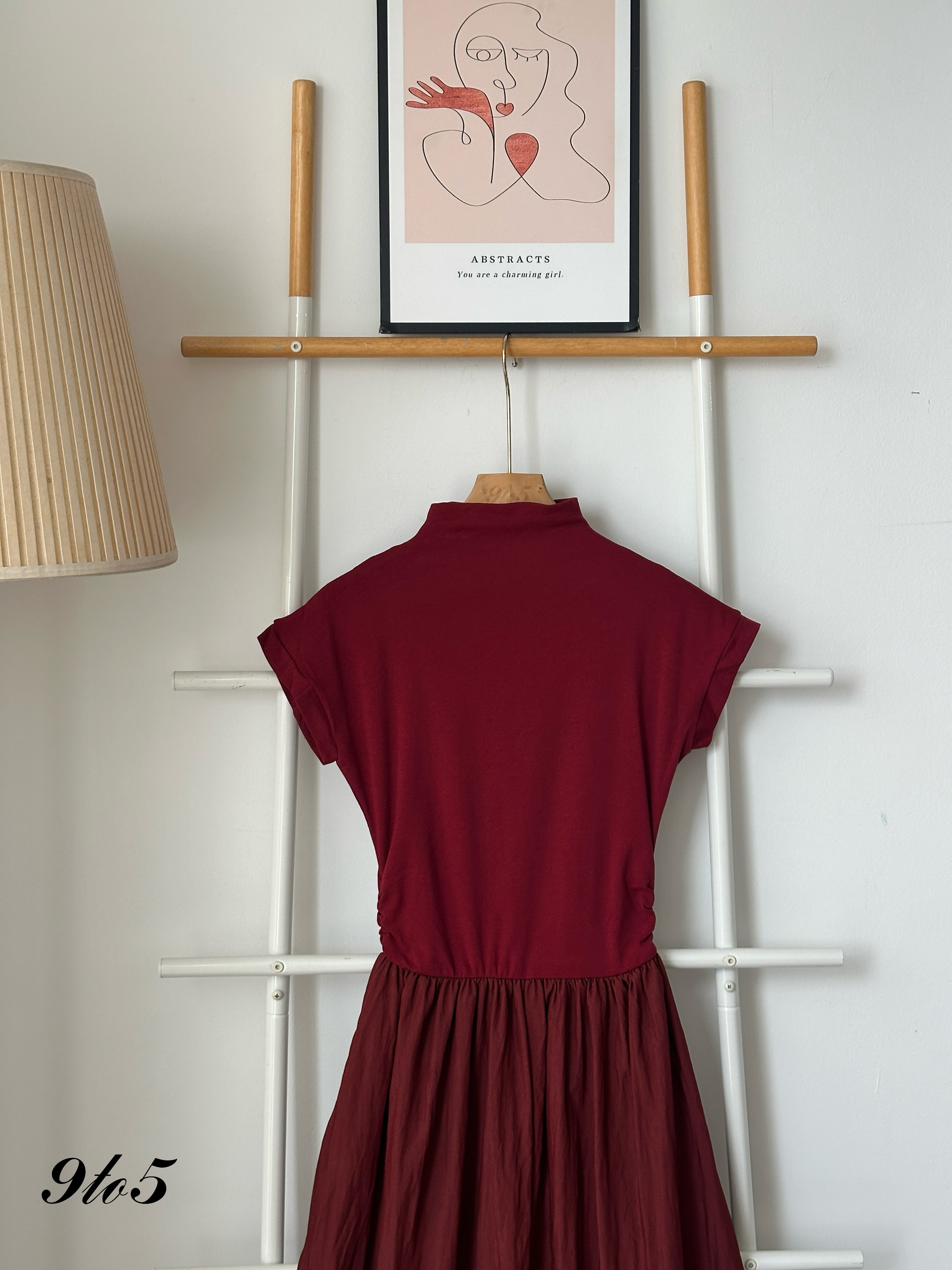 D2338 Mock Neck Dress - Red