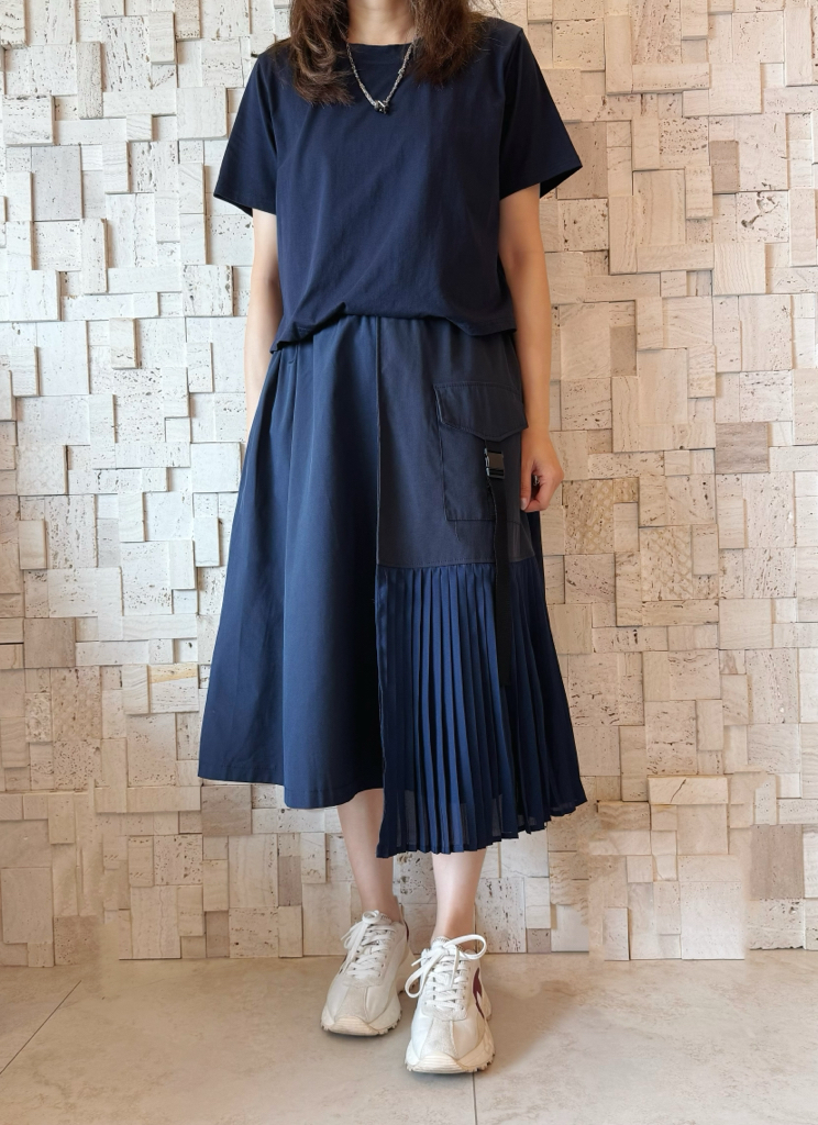 S00355 棉拼雪紡百摺Op