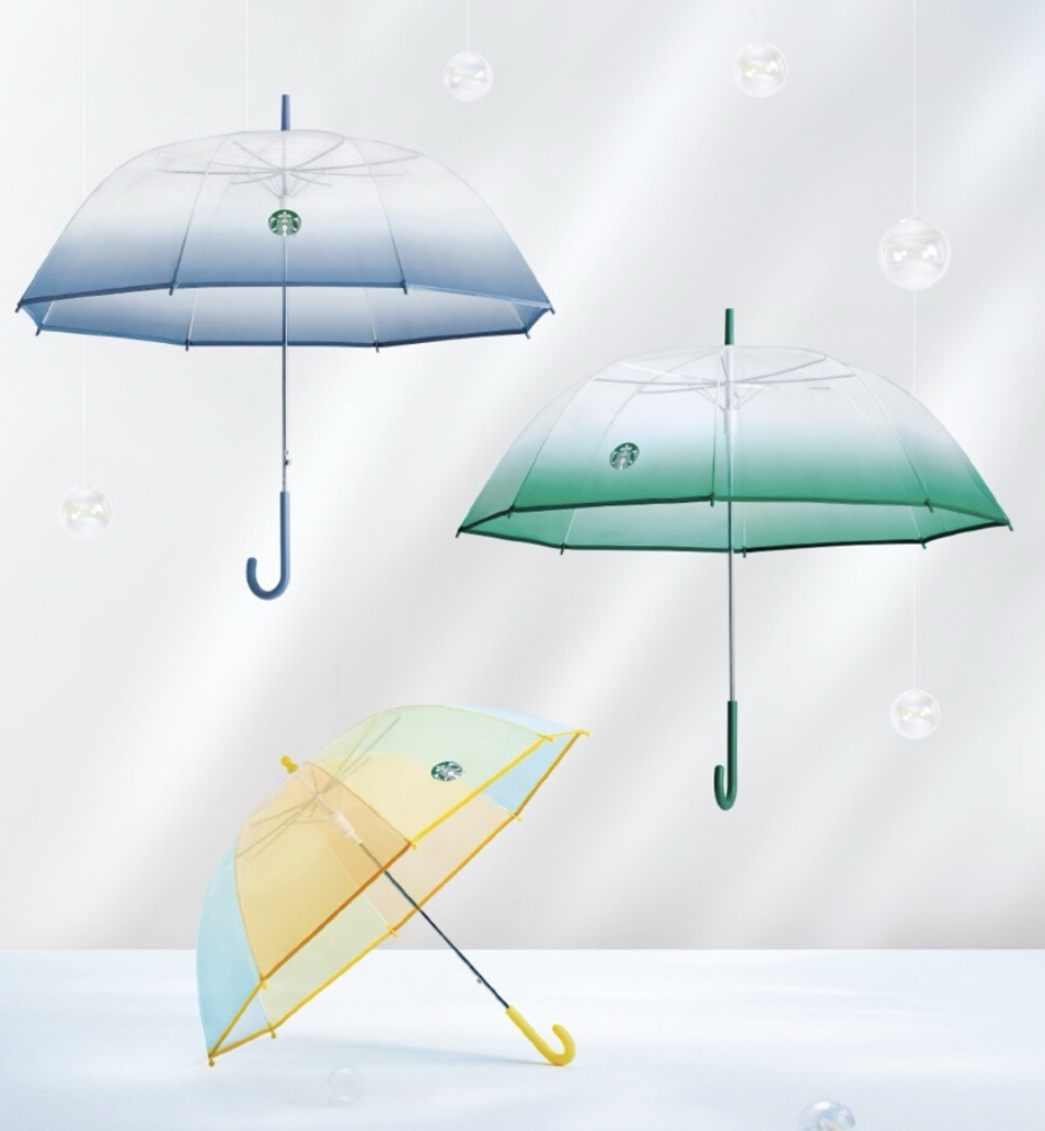 夏季海洋系列｜ 韓國 Starbucks 星巴克 透明漸層 圓頂直長傘 3 款選｜Dome Umbrella