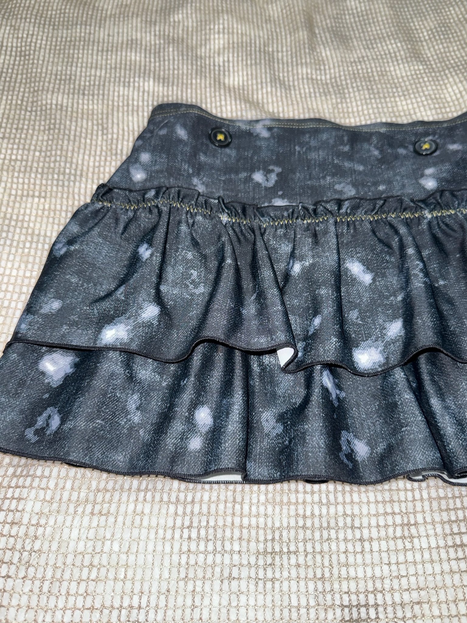 Tie-Dye Tiered Skirt with Button Detail