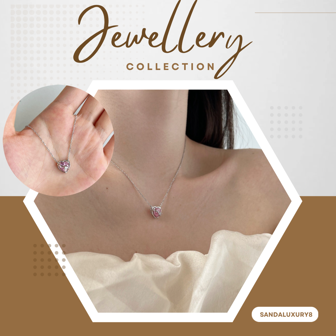Pink Heart Necklace - Silver Jewelry Collection