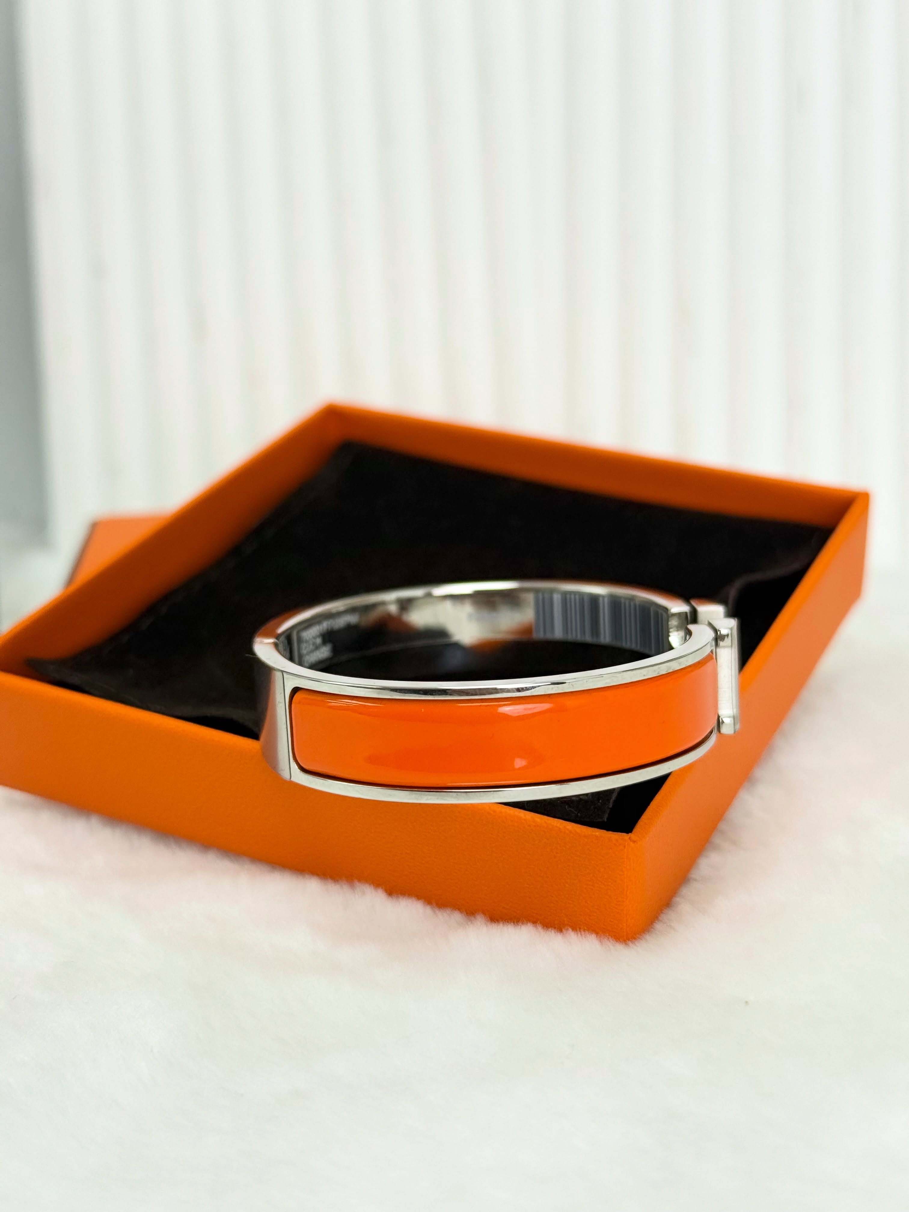 Hermes 💥未使用品❣️銀色橙色H手鈪 有盒有塵袋🧡 