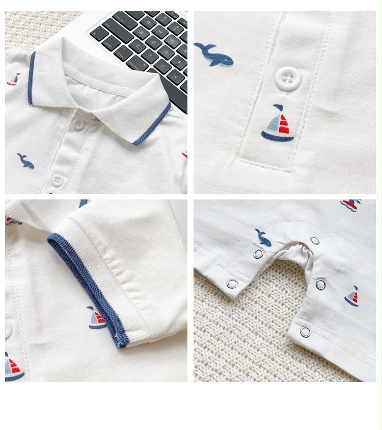 790945 | Baby Nautical Embroidered Polo Romper