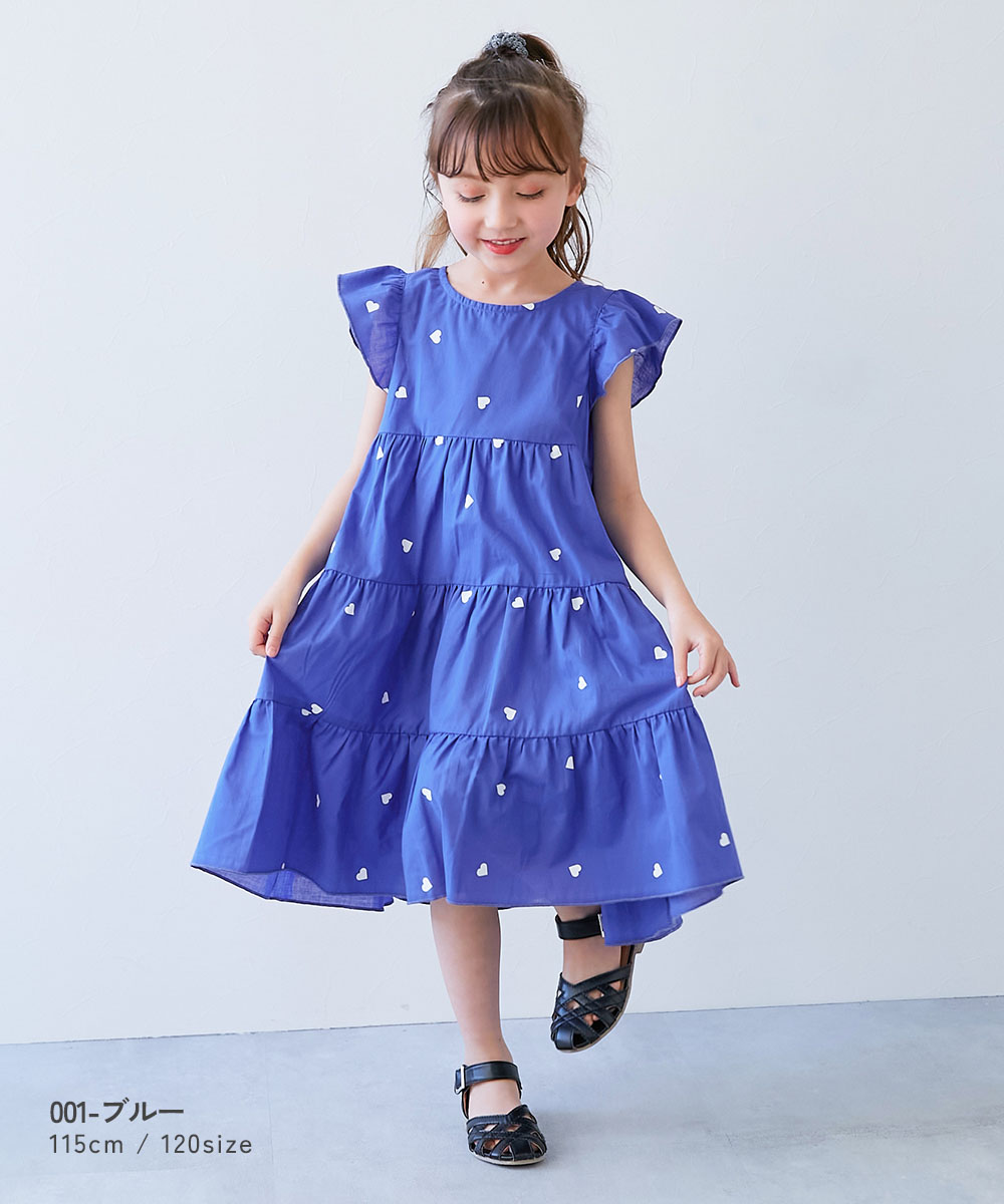 🆕【⭐訂購⭐】  🇯🇵日本直送 🌀愛心印花 荷葉邊袖 飄逸 連身裙［2款選］🌀 [ELCA-0080]