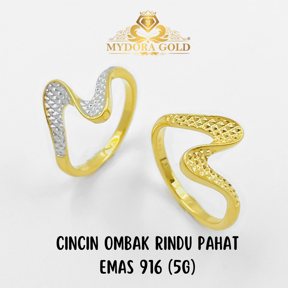 MYDORA Cincin Ombak Rindu Pahat (5G) l EMAS 916/22K
